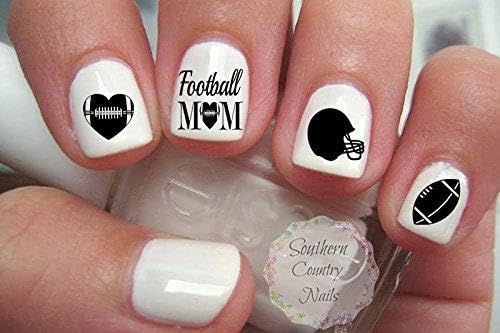 Football Mom Nail Art Decals - Sports Themed Nail Stickers for Game Day, Team Spirit & Fan Support - Perfect for Football Games, Tailgating & Showing Team Pride