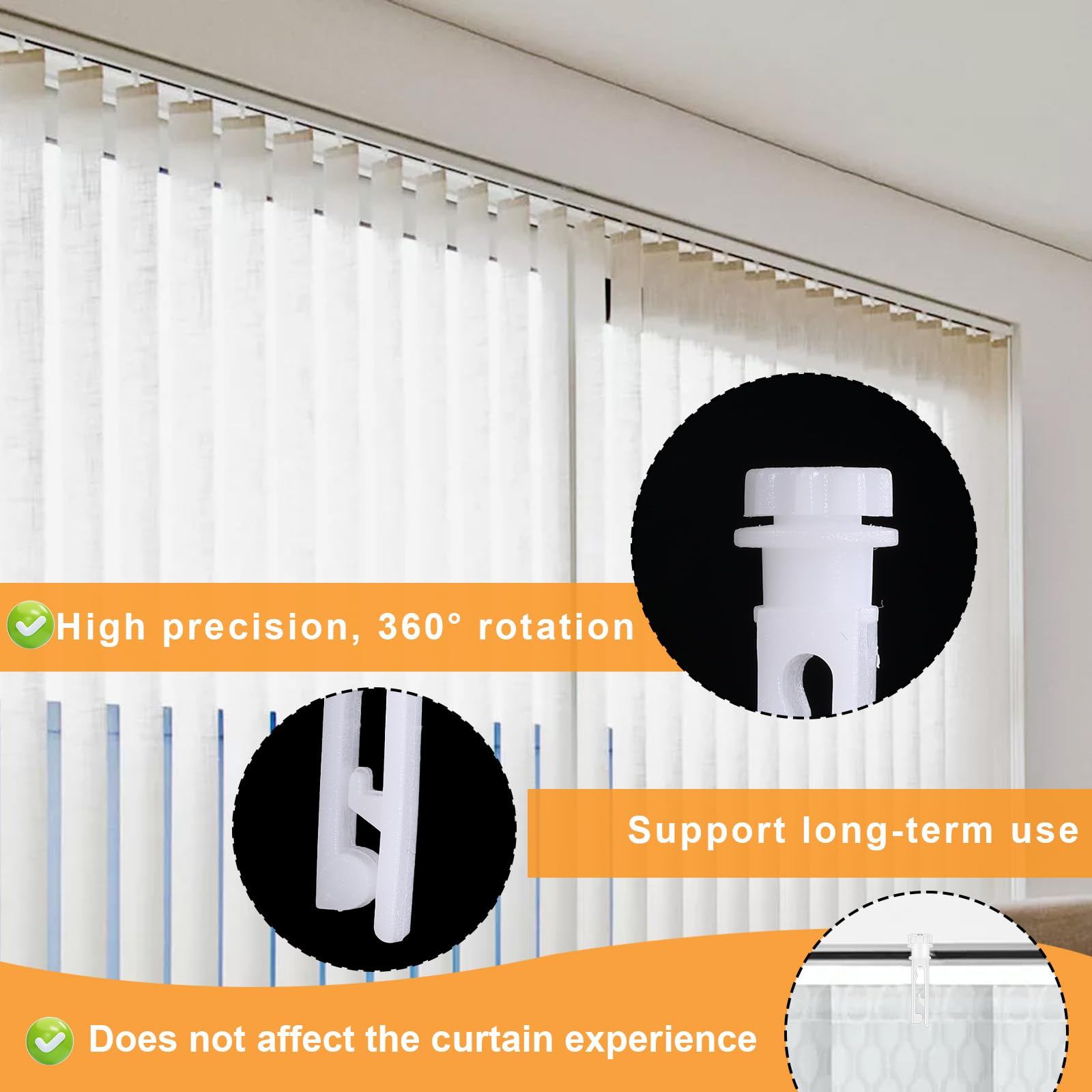 Vertical Blinds Replacement Stem and Gear Set (12 Pack) - White Window Blinds Repair Parts for Headrail & Carrier - Durable Curtain Accessories for Home & Office Window Treatments