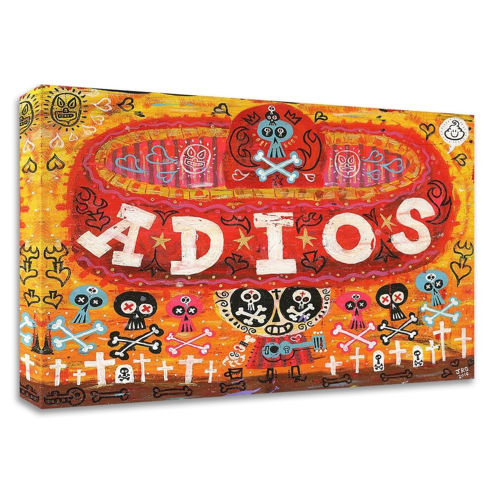Adios Amigos by Jorge R Gutierrez - Stretched Canvas Wall Art Print Ready to Hang | Mexican Folk Art Inspired Decor for Living Room, Bedroom & Office