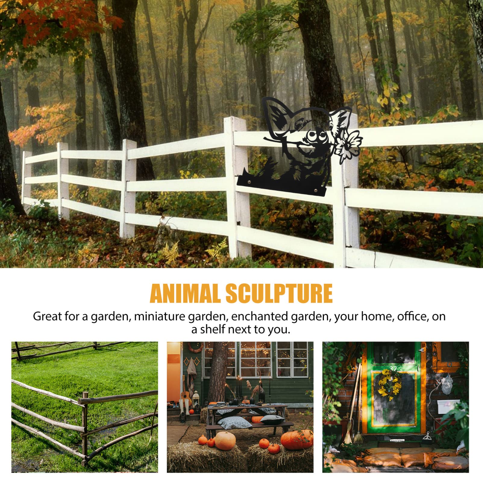 Yardwe Iron Animal Sculpture Statue - Black Metal Deer Garden Decor for Outdoor Farm & Forest Wall Art | Perfect for Patio, Lawn, and Backyard Decoration