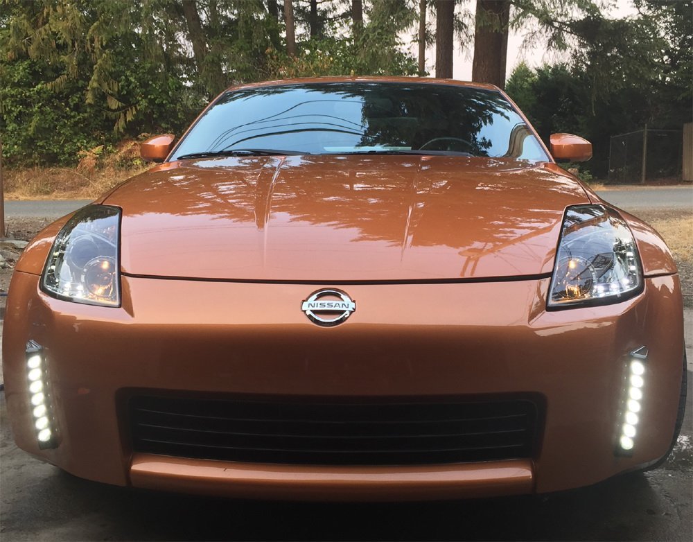 7 LED Clear Bumper Reflector Daytime Running Lights for 2003-2005 Nissan 350Z - DRL Replacement & Safety Enhancement for Night Driving & Car Customization