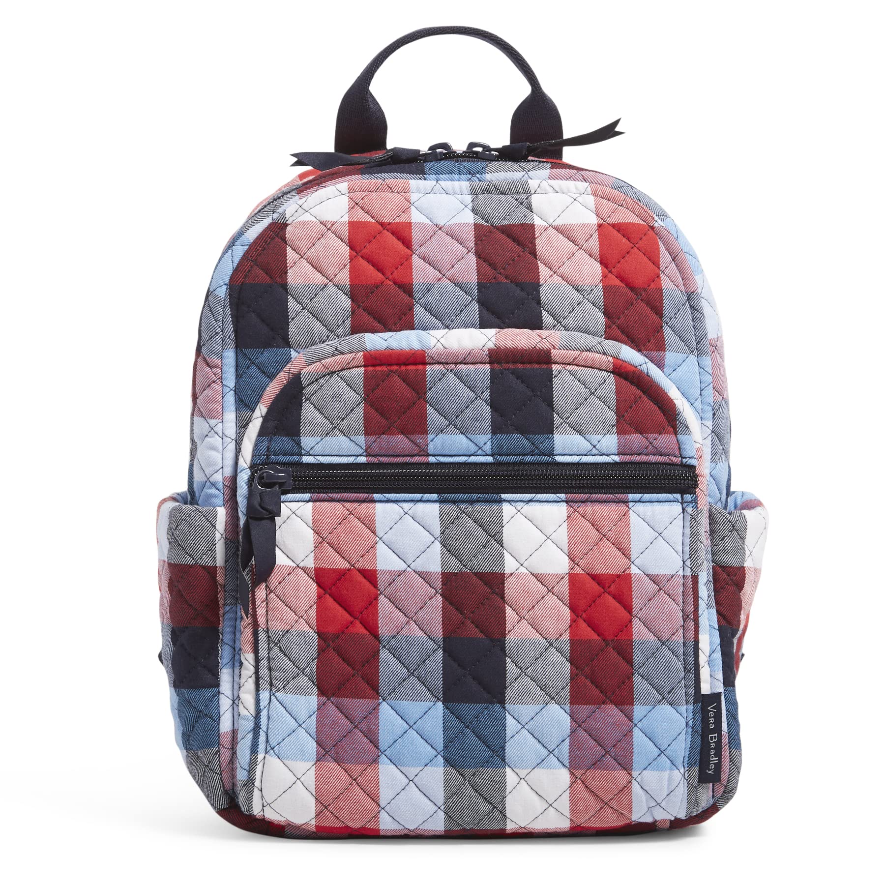 Vera Bradley Women's Cotton Small Backpack - Patriotic Plaid Design, Lightweight & Durable, Perfect for Travel, Work & School | One Size Fits All