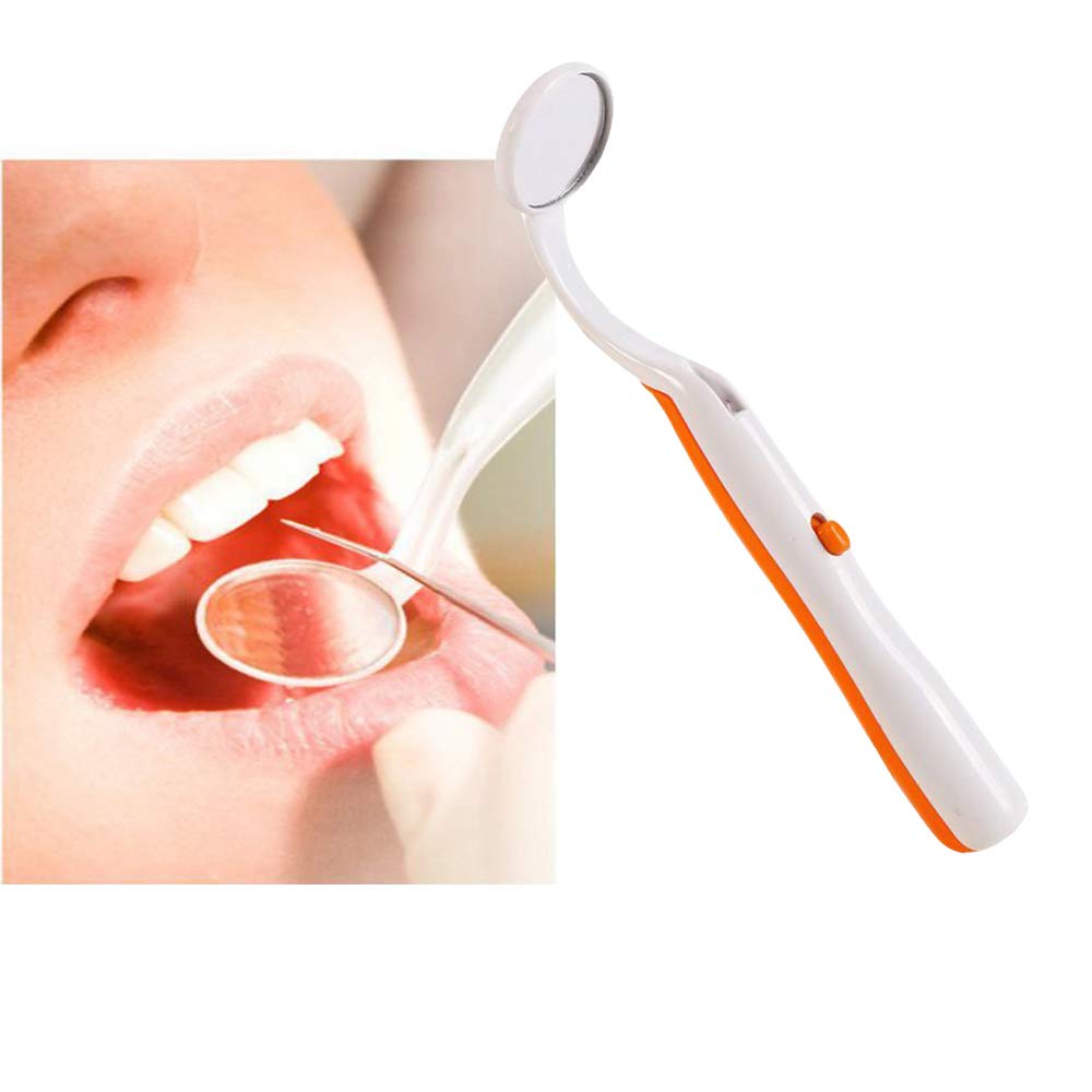 2 Pack LED Dental Mirror with Light - Anti-Fog Curved Angle Teeth Inspection Tool for Dentists & Oral Care | Perfect for Home Checkups, Professional Exams & Dental Hygiene