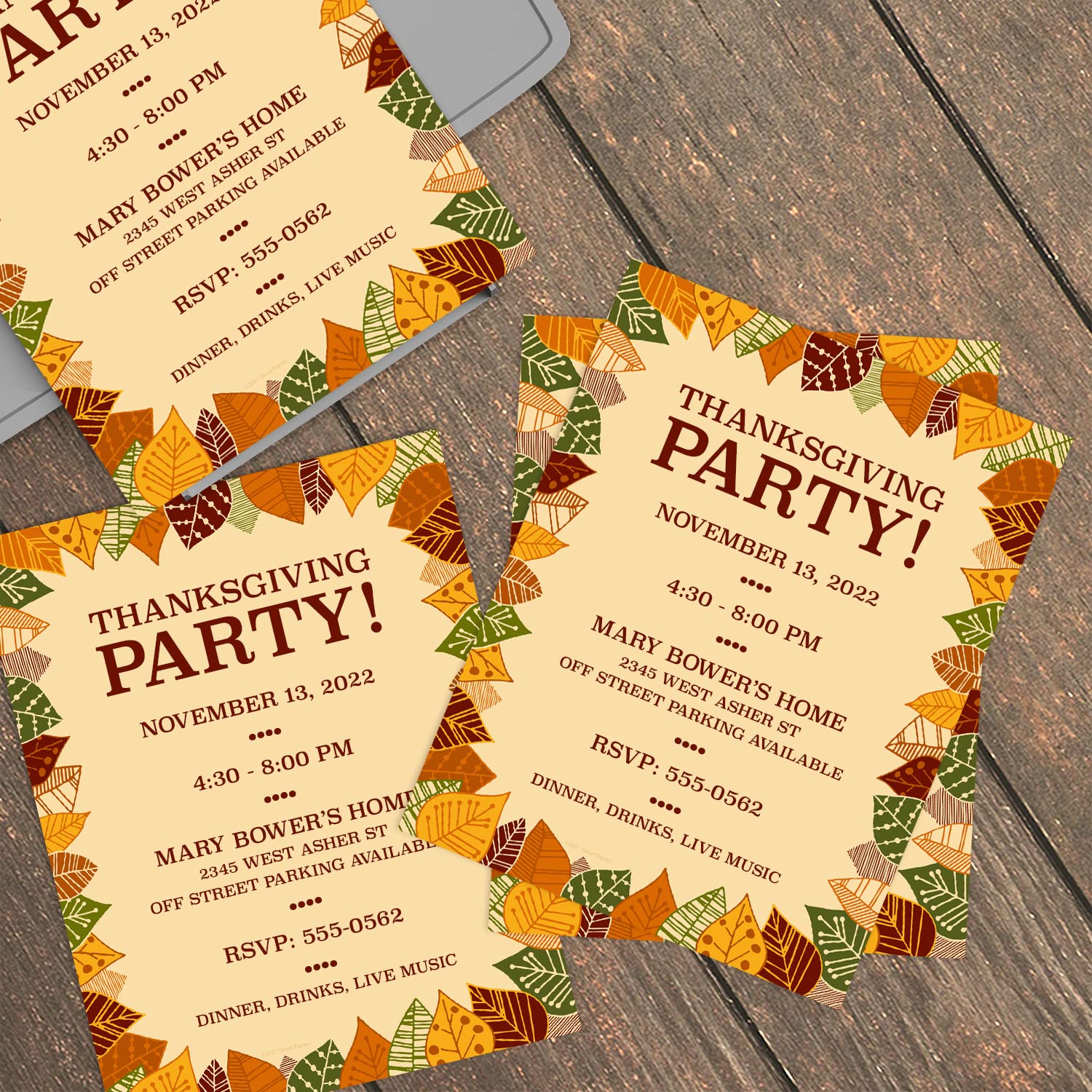 50 Sheets Thanksgiving Leaf Border Letterhead - 8.5