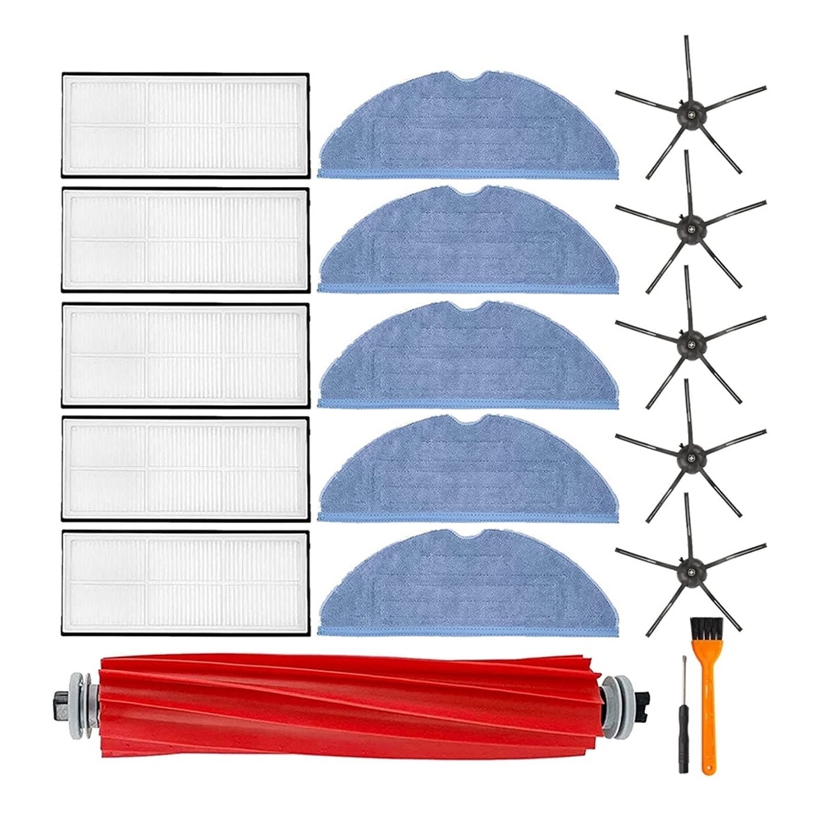 Xiaomi Roborock S7 T7S T7S Plus Vacuum Cleaner Replacement Parts Kit - Main Brush, Side Brush, HEPA Filter & Mop Cloth - Compatible Accessories for Floor Cleaning (Color: As Shown) - Perfect for Home Maintenance & Pet Hair Removal