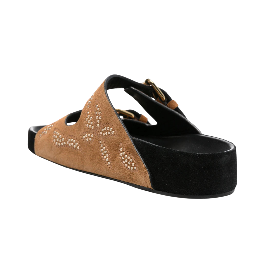 Lenyo Women's Cognac/Gold Leather Sandals - Comfortable & Stylish Summer Casual Shoes for Beach, Travel & Everyday Wear