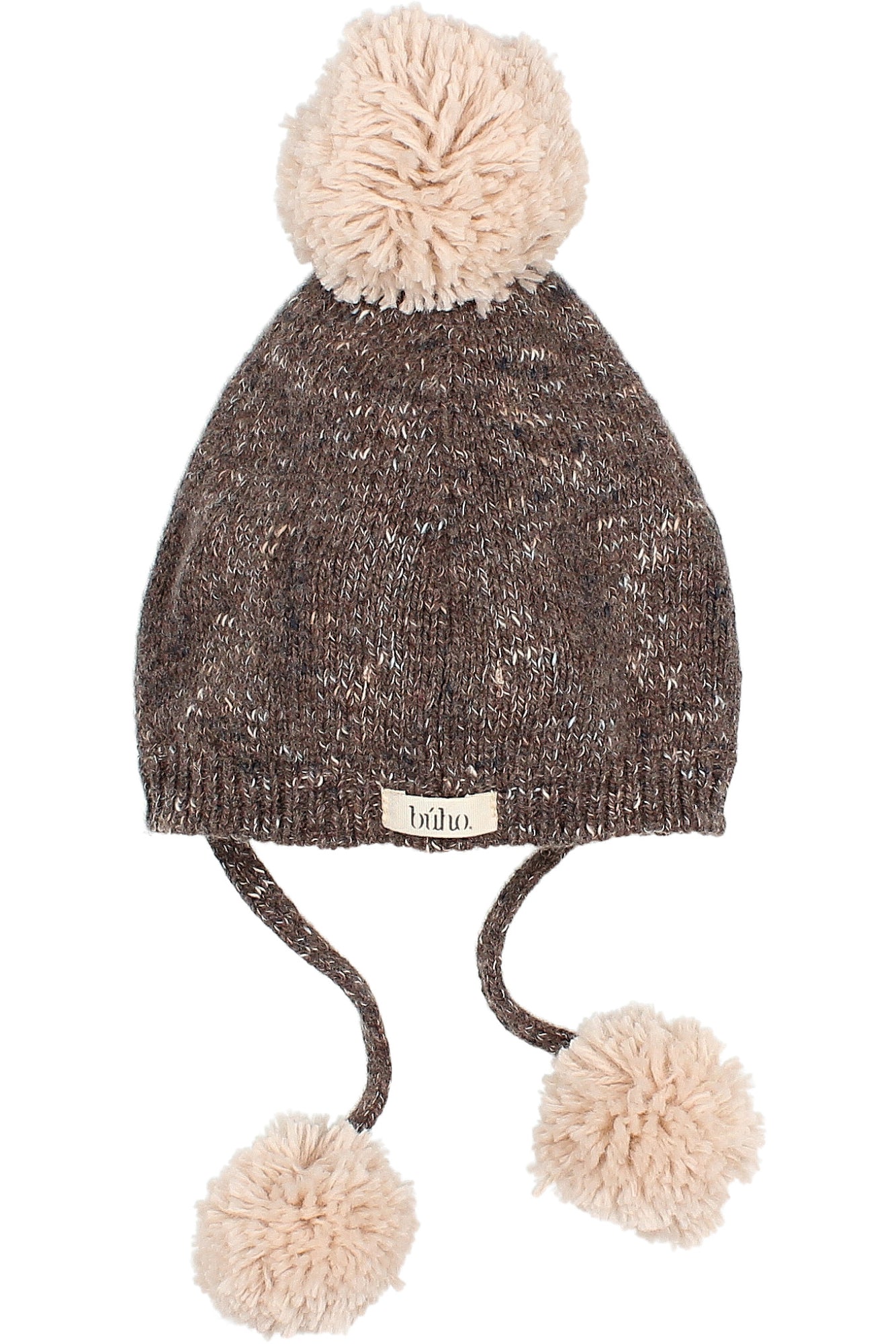 Cozy Brown Knit Triple Pom Pom Beanie - Winter Warm Hat for Women & Men - Perfect for Snow Days, Outdoor Activities & Casual Fashion