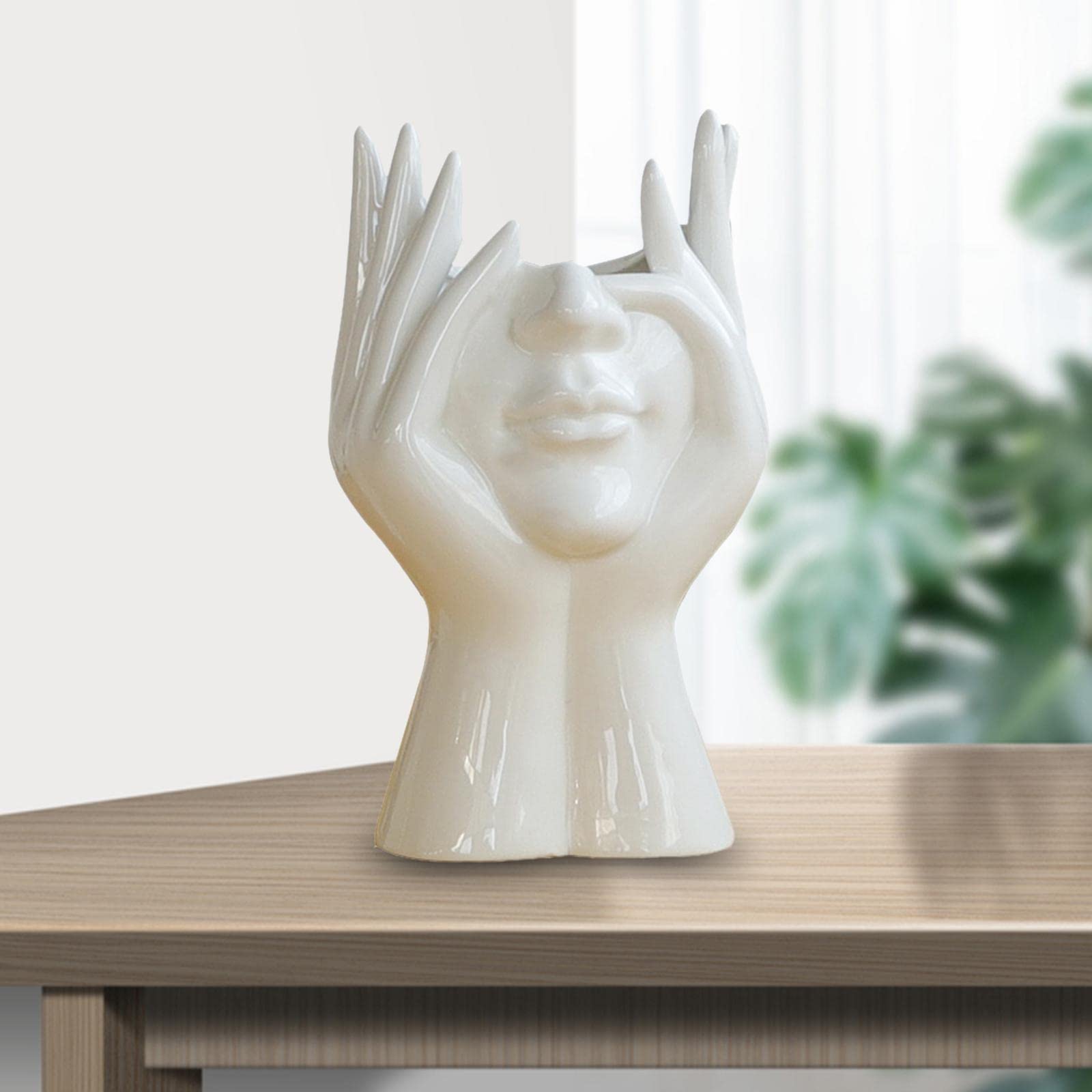 Modern White Ceramic Vase - Large Flower Vase for Fresh & Dried Flowers, Elegant Home Decor for Living Room, Bedroom, Dining Table Centerpiece | Perfect for Weddings, Housewarming Gifts & Interior Design