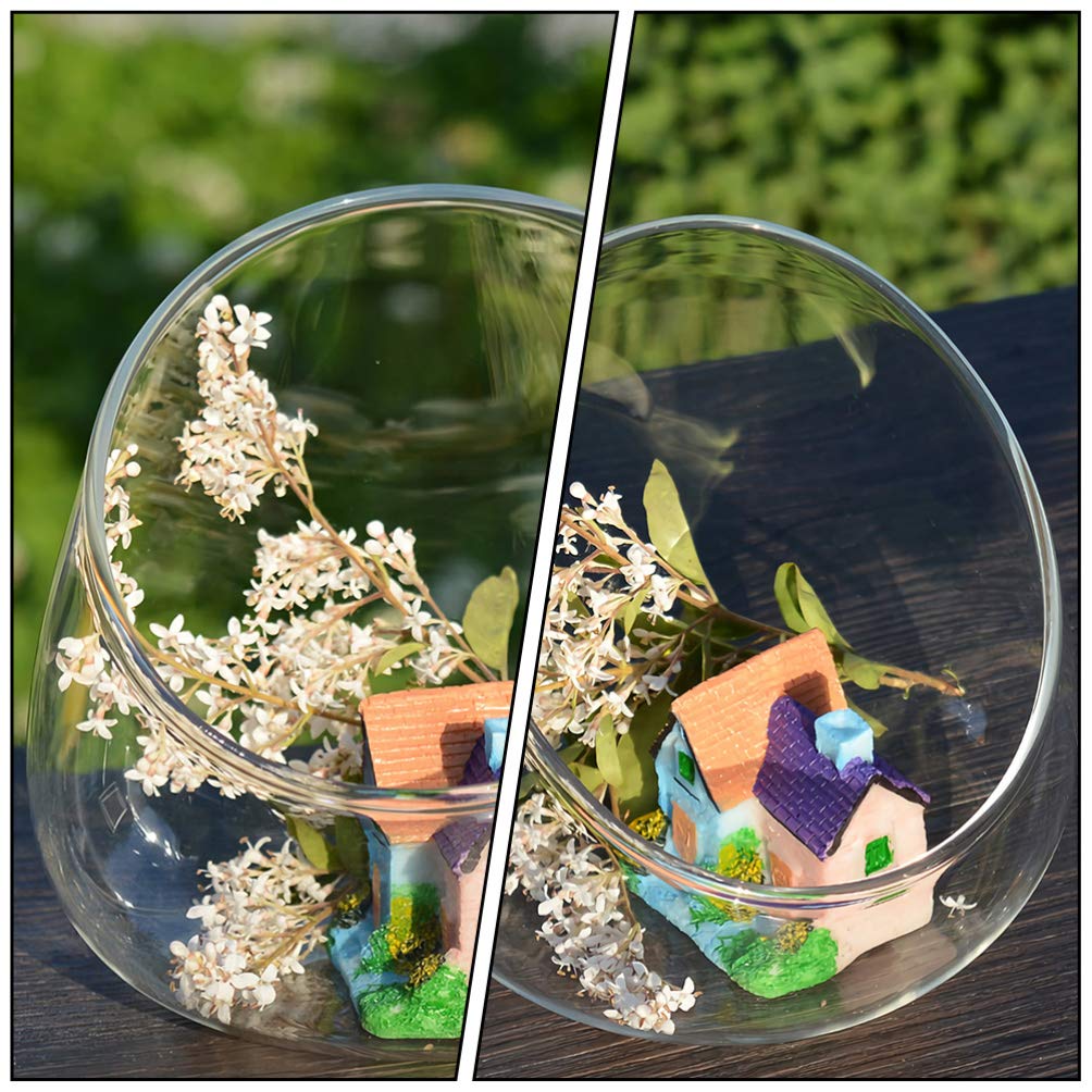 Healifty 3-Piece Clear Slant Cut Bubble Bowl Set - Fish Bowl, Plant Terrarium, Candy Jar, Globe Vase for Home & Office Decor - Perfect for Air Plants, Floral Arrangements, and Table Centerpieces