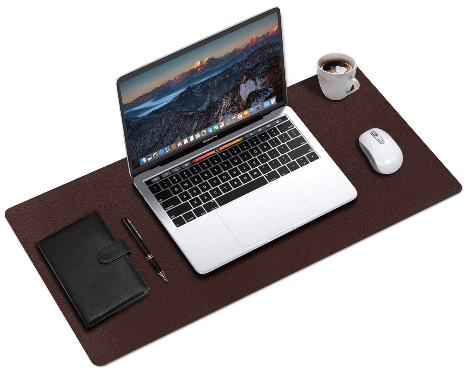 Premium Genuine Leather Desk Pad - Large Office Desk Mat with Gift Box, Waterproof Writing Protector & Mouse Pad for Laptop, Computer (Brown) - Perfect for Home Office, Study & Workspace Organization