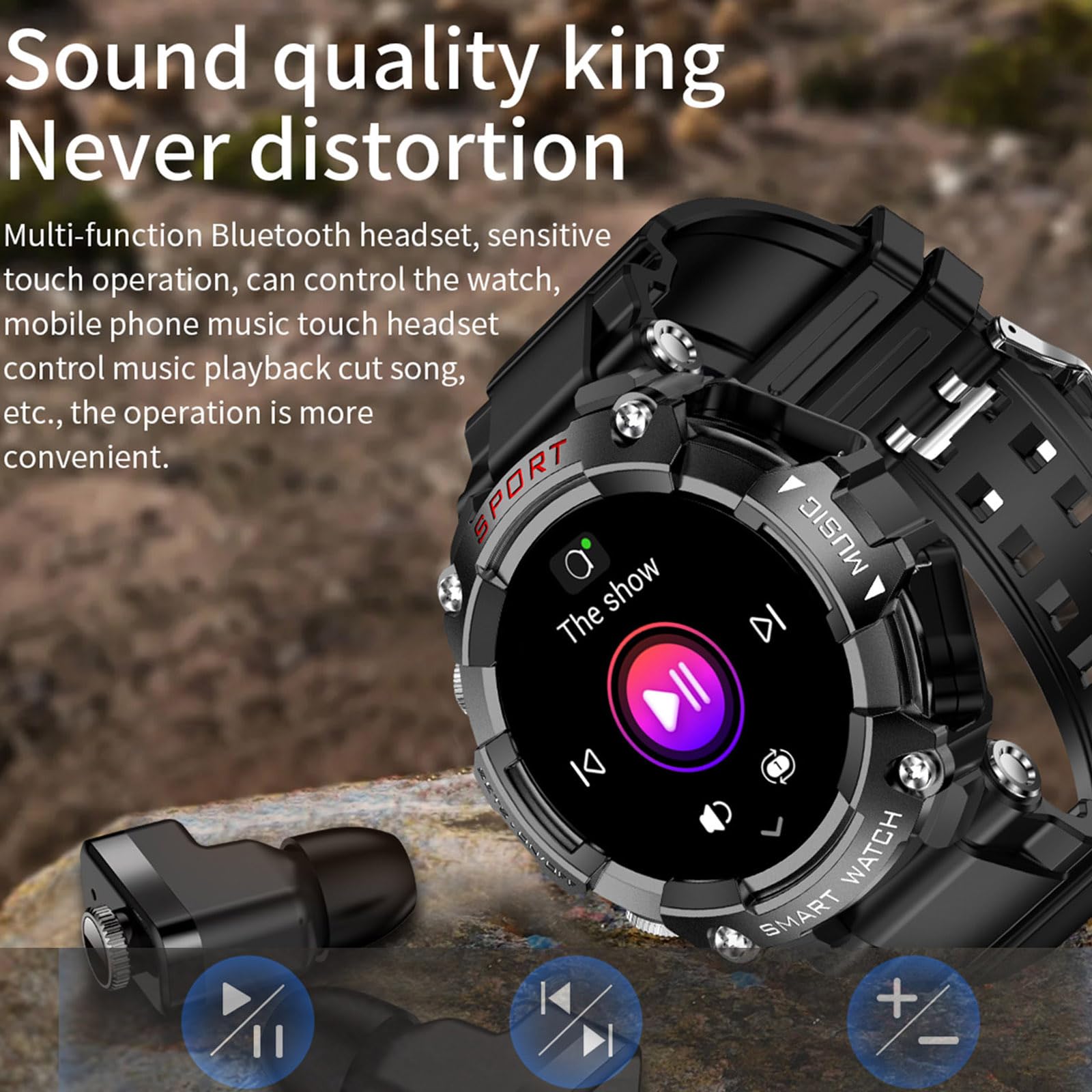 ZJX 3-in-1 Smart Watch with Wireless Earbuds - Ultra Thin Fitness Tracker with 9D Sound, Bluetooth Sports Watch for Android & iPhone - Perfect for Running, Gym Workouts & Daily Activity Tracking