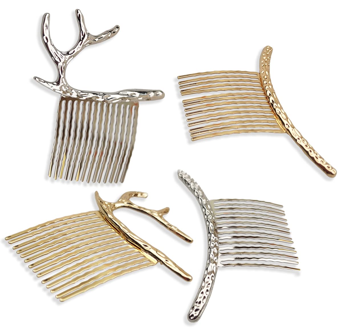 4PCS Alloy Hair Combs - Metal French Twist Clips for Women & Girls - Party & Wedding Accessories