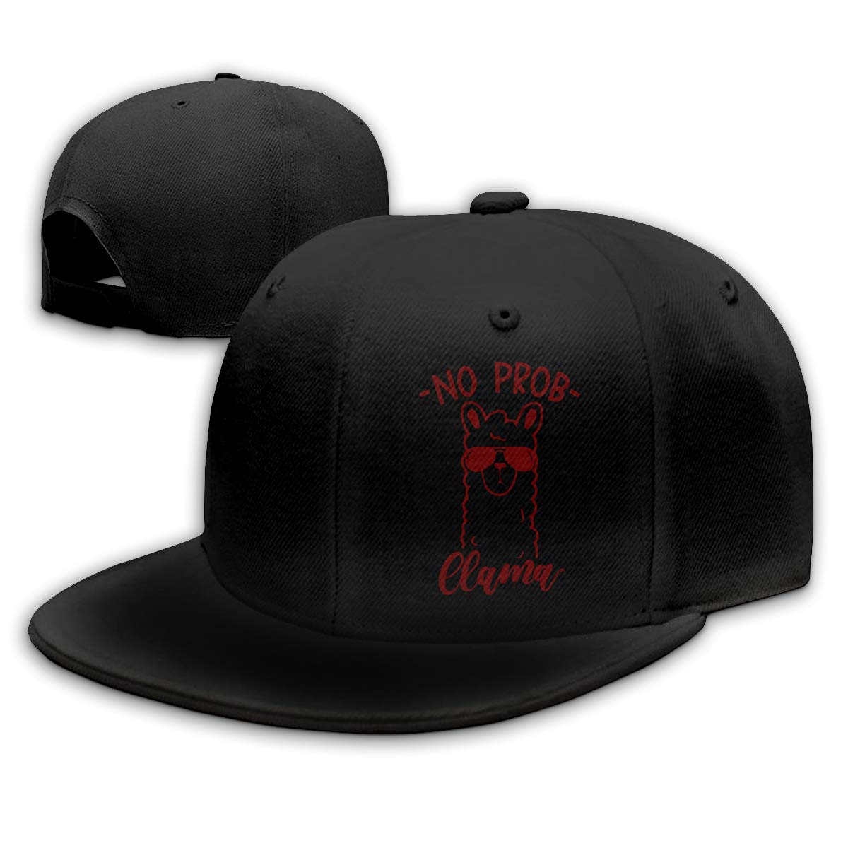 No Prob Llama Hip Hop Baseball Cap for Men - Adjustable Leather Strapback with Animal Embroidery - Trendy Streetwear & Casual Fashion Accessory (Perfect for Concerts, Hip Hop Events & Everyday Wear)