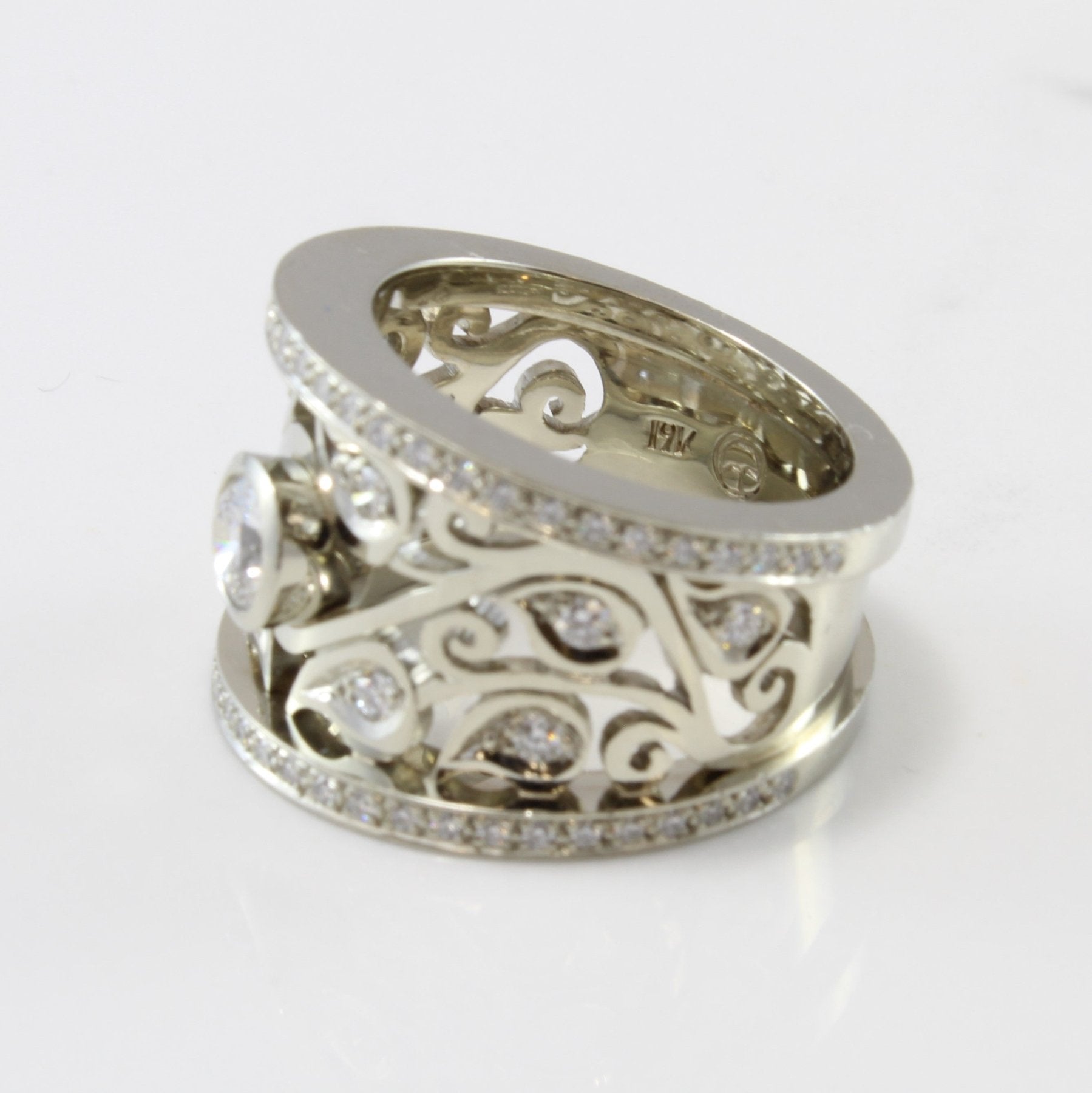 Stittgen Bezel Set Diamond Leaf Design Ring - 0.85 Carat Total Weight - Size 6.5 - Elegant Nature-Inspired Jewelry for Women - Perfect for Weddings, Anniversaries & Special Occasions