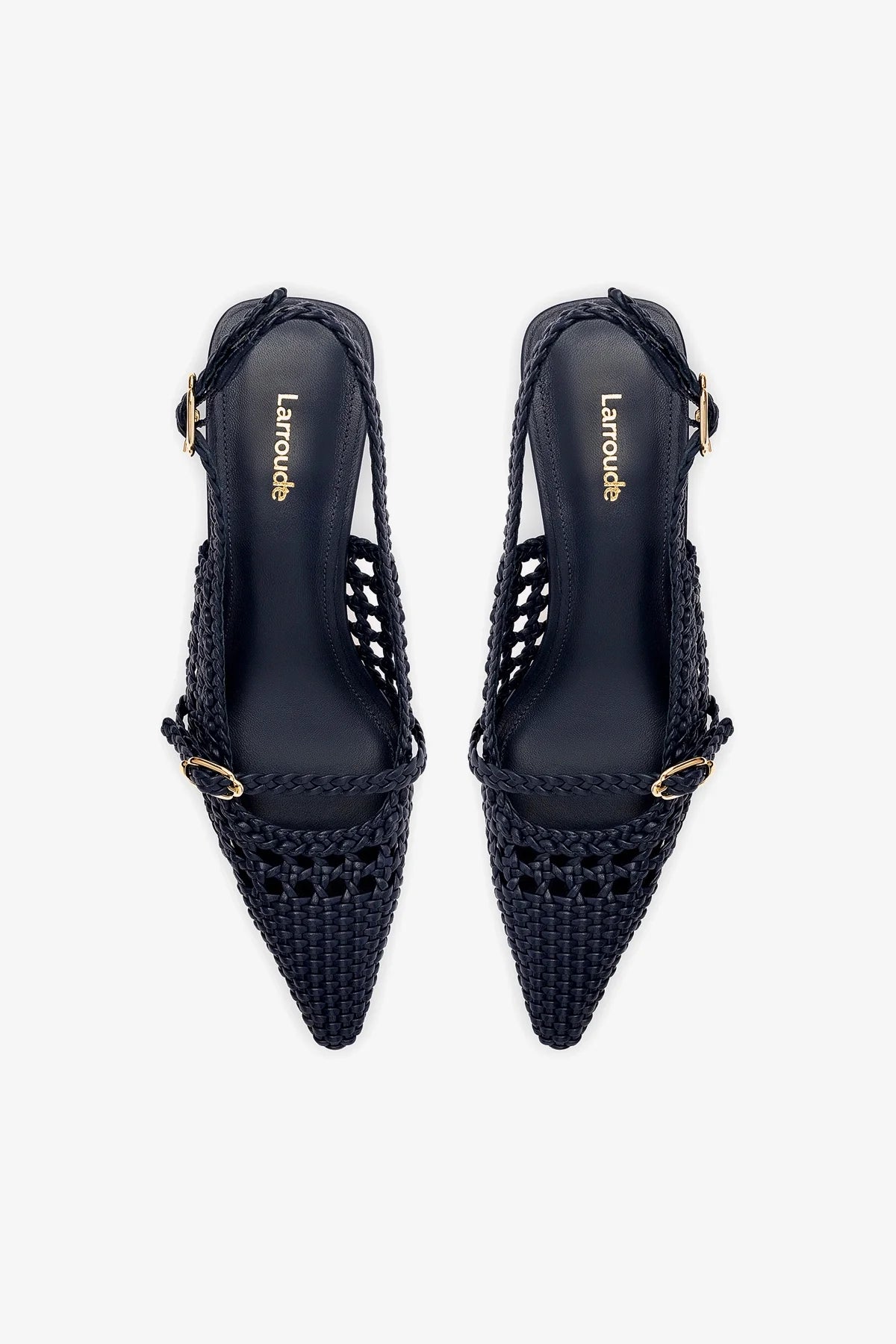 Ines Macrame Pump Shoes for Women - Navy Blue Leather Dress Shoes | Comfortable & Stylish for Work, Parties & Weddings