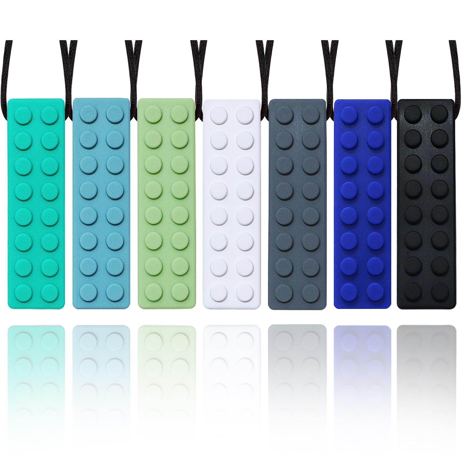 7 Pack Silicone Chew Necklaces for Kids & Adults - Sensory Toys for Autism, ADHD, Anxiety Relief - BPA-Free Chewable Necklace for Biting, Fidgeting & Stress Relief - Perfect for School, Travel & Sensory Therapy