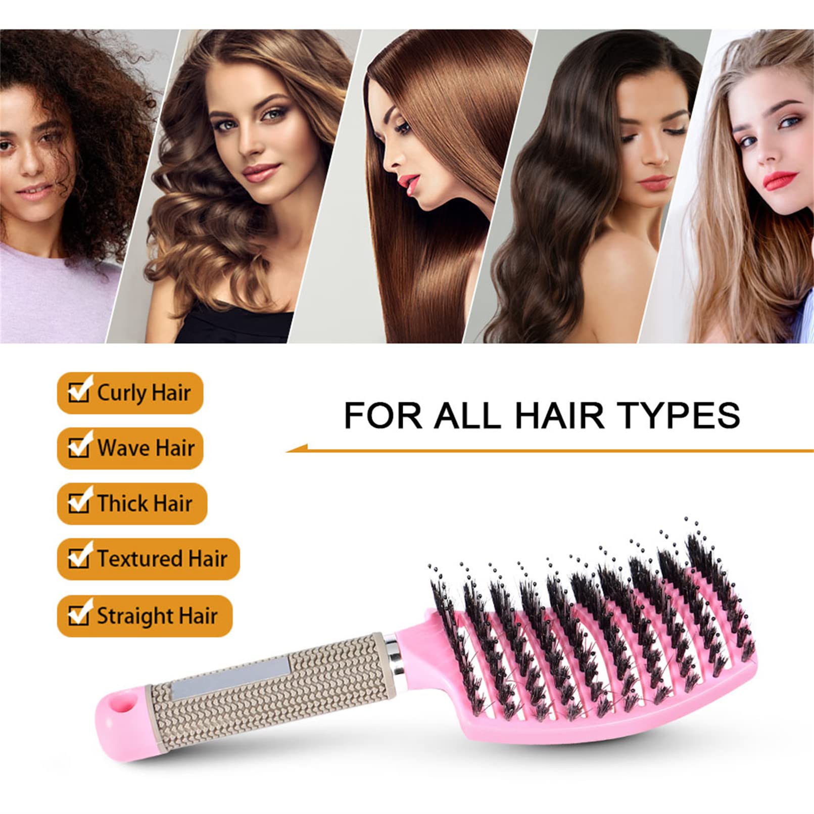 Pop Magic Detangling Hair Brush for Women & Kids - Boar Bristle Paddle Brush for Wet/Dry Hair - Best for Long, Thick & Curly Hair - Perfect for Blow Drying & Styling (Iridescent) | Salon Quality Hair Care at Home