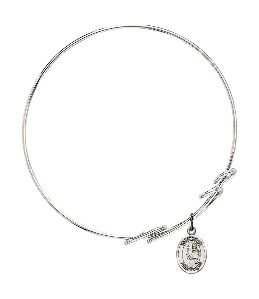 Sterling Silver Round Double Loop Bangle Bracelet with St. Regis Charm - Elegant Jewelry for Women, Perfect for Parties, Weddings & Everyday Wear