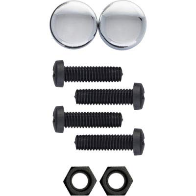 Black Nylon License Plate Frame Fasteners with Chrome Caps - Pack of 15 | Durable Cruiser Accessories for Motorcycles, Cars & Trucks | Weather-Resistant Hardware for Outdoor Vehicle Protection