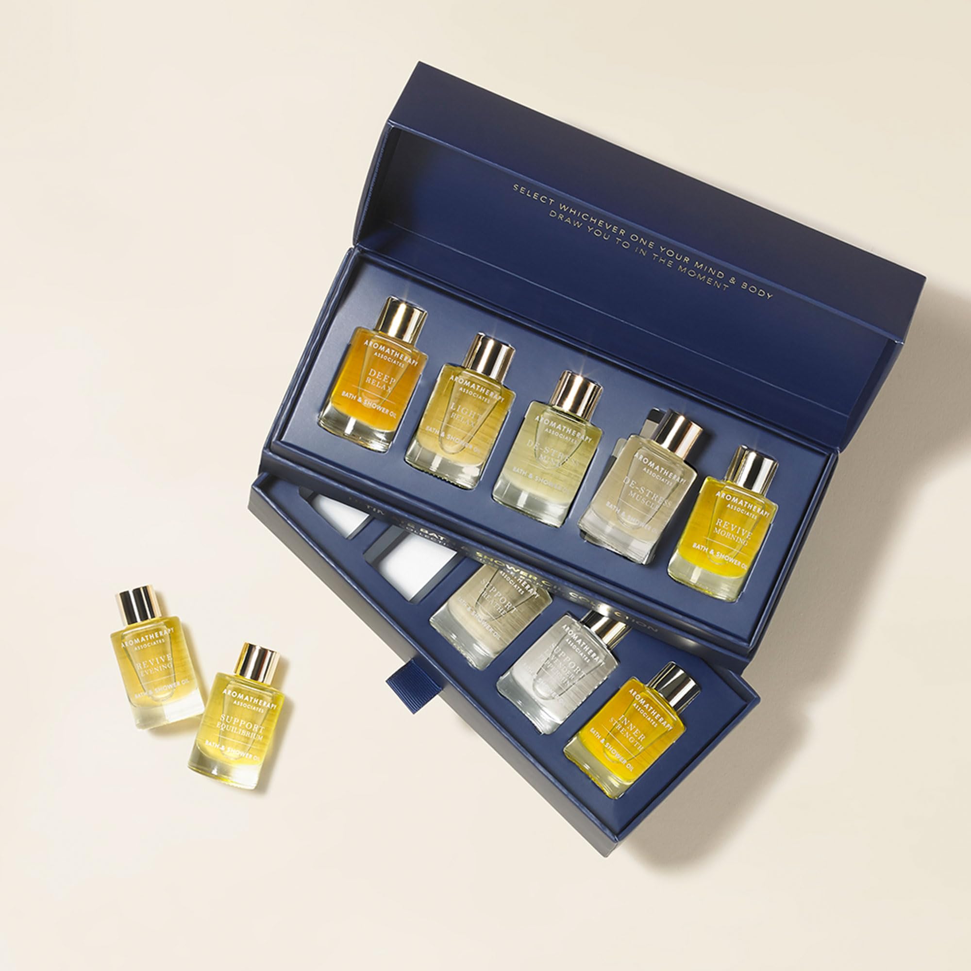 **Aromatherapy Associates Essential Oil Blends for Dry Skin - Hydrating Body Oil for Men & Women, Luxury Shower Oil for Daily Aromatherapy Bath & Body Care, 10 Pack (0.30 fl oz Each) - Perfect for Relaxation, Spa Nights & Gift Giving**