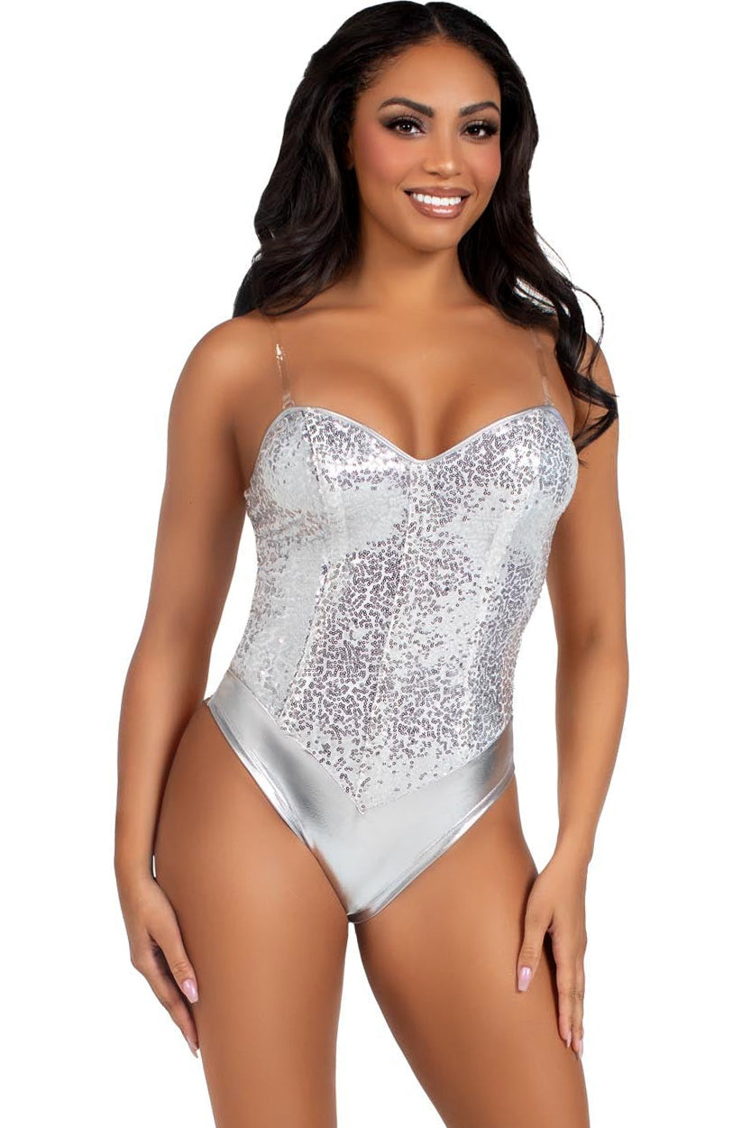 Shiny Metallic Sequined Bodysuit for Women - Sexy Party Outfit, Clubwear, Festival Costume & Night Out Fashion