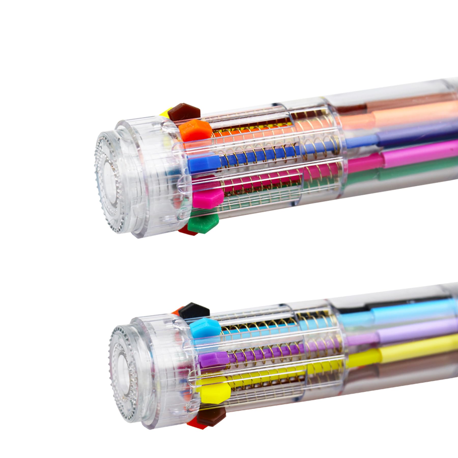 HeTaoCat 10-in-1 Multicolor Retractable Ballpoint Pens - 0.5mm Fine Point, 10 Vibrant Colors, Transparent Barrel for Smooth Writing | Perfect for Office, School, Note Taking, Journaling & Art Projects