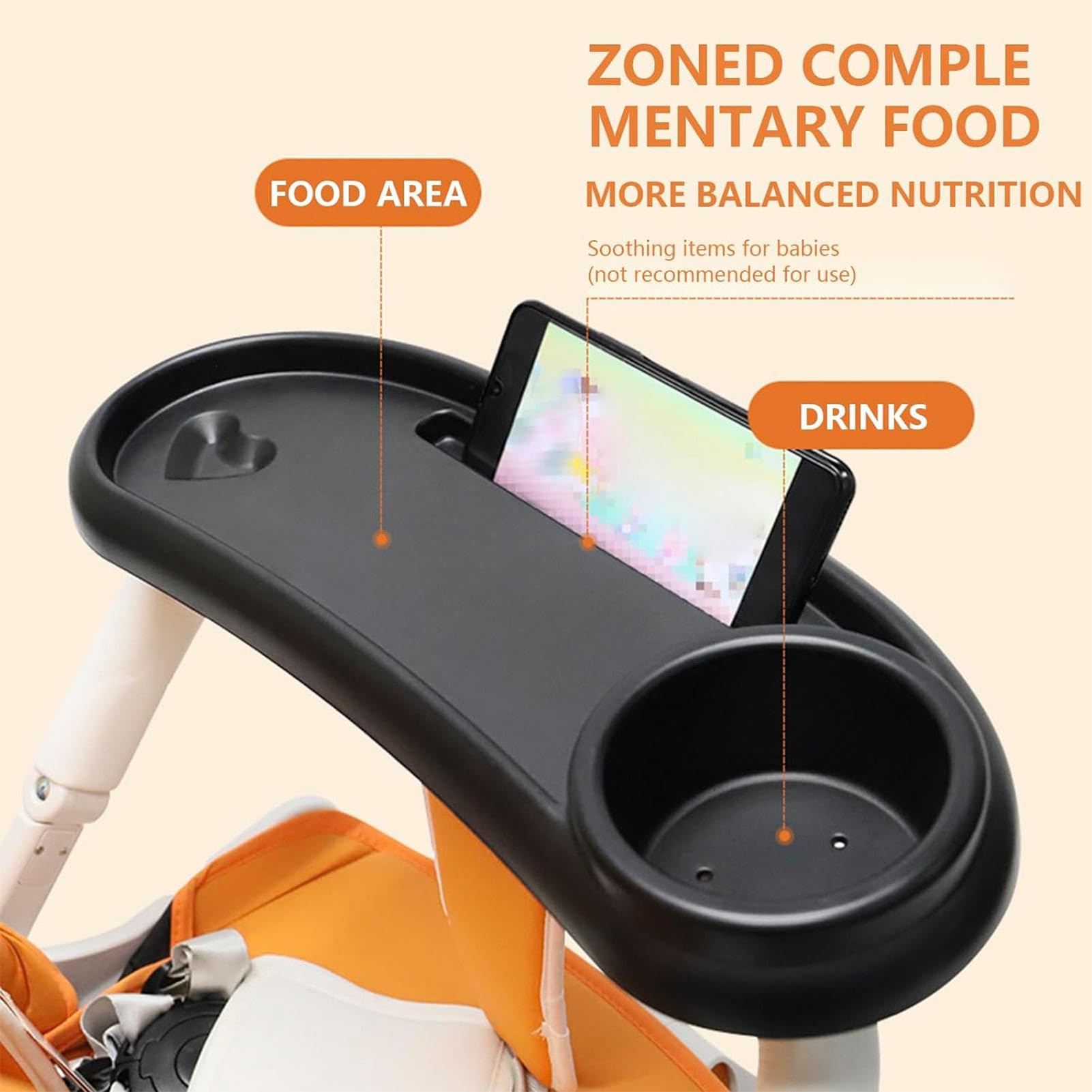 **Upgraded Adjustable Stroller Snack Tray with Phone Holder – Secure & Convenient Snack Organizer for Babies & Toddlers – Perfect for On-the-Go Feeding & Entertainment**