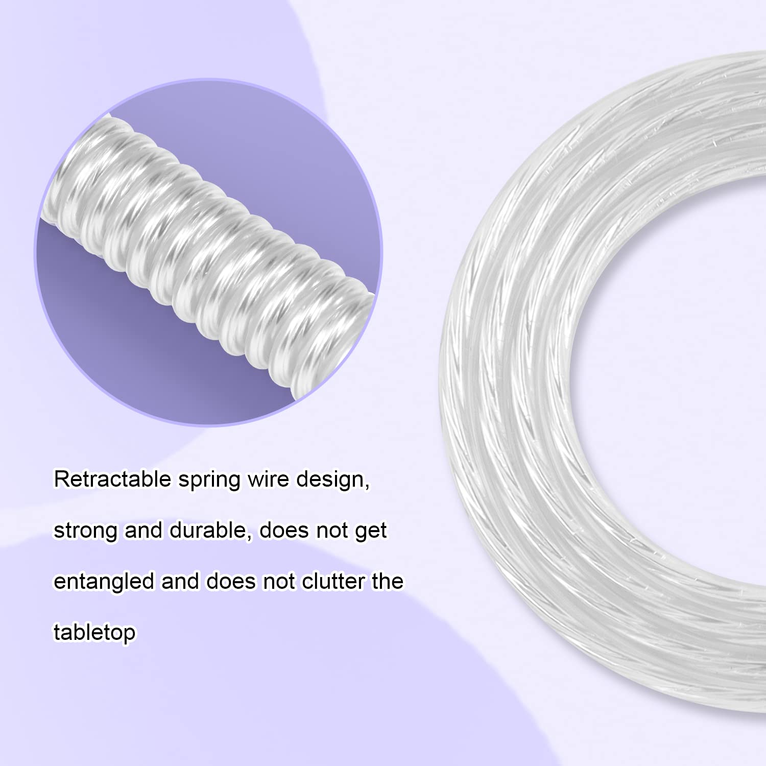 XINMENG C02 Coiled USB-C Keyboard Cable - Detachable Aviator Connector for Gaming Keyboard & Laptop - Clear