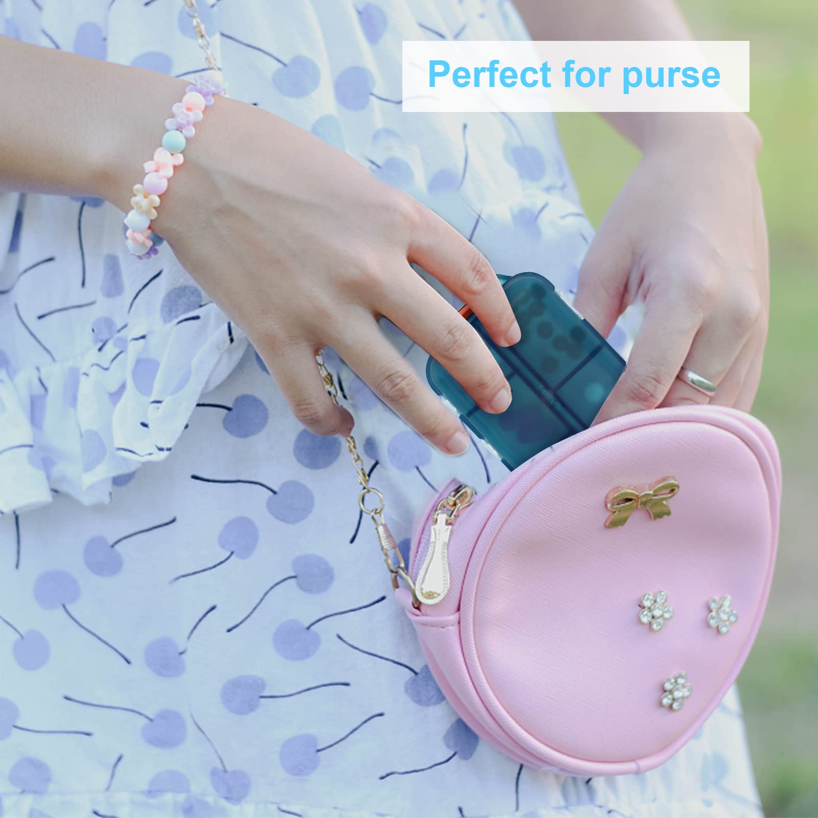2PCS Travel Pill Organizer - Portable Cute Pill Case with 10 Compartments for Medicine Storage - Perfect for Purse, Daily Use & Travel Accessories