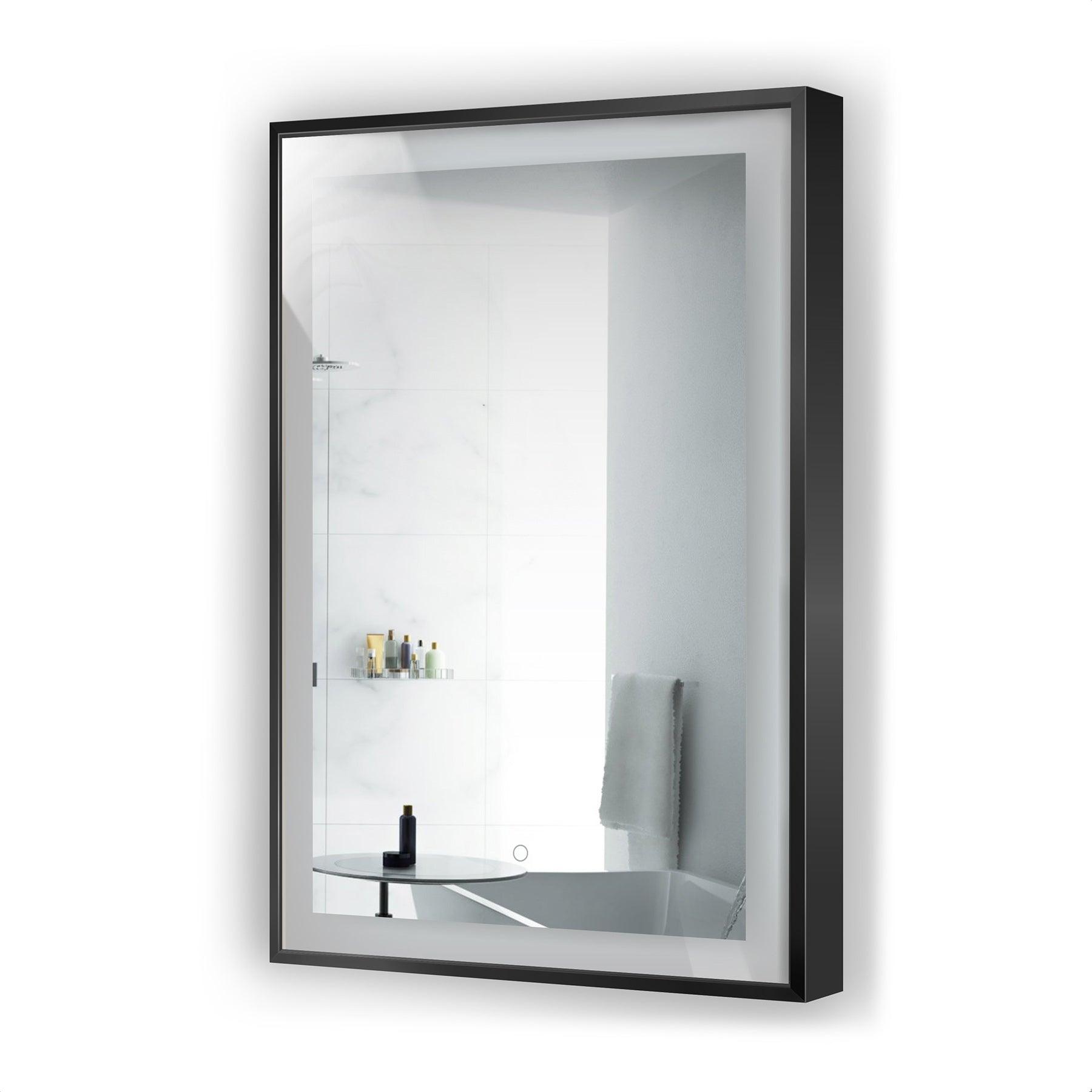 Krugg Soho 24x36 Inch LED Bathroom Mirror with Anti-Fog - Modern Vanity Mirror with Touch Sensor & Dimmable Lights for Makeup, Shaving & Home Decor