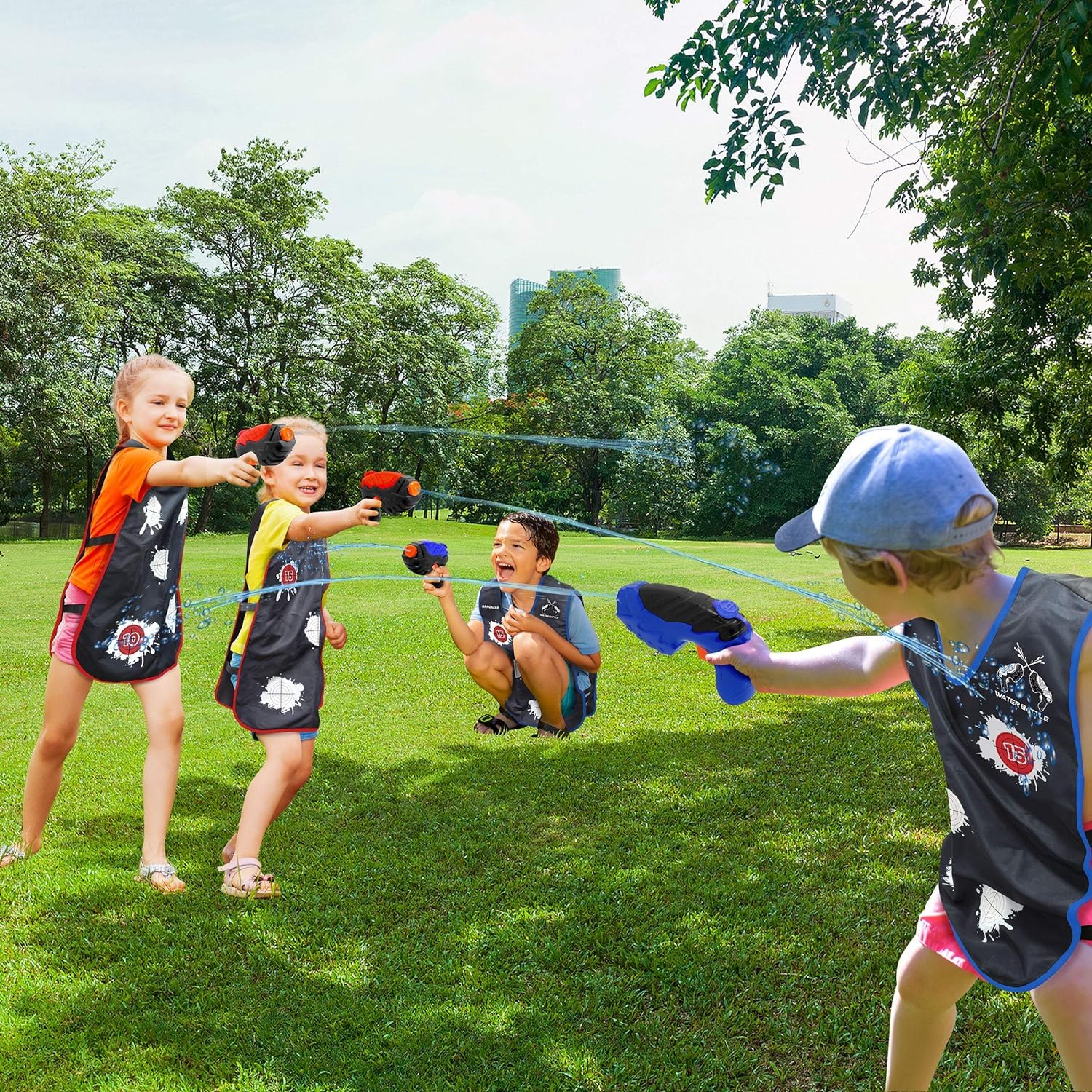 ArmoGear Water Target Vests & Guns - Outdoor Summer Toys for Kids 8+ | Backyard Water Play Fun