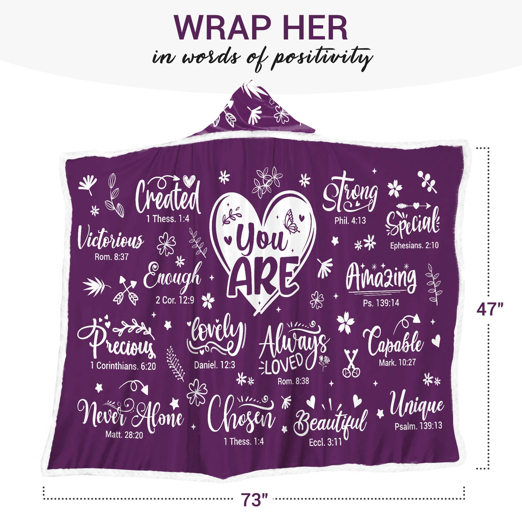 Bible Verse Fleece Wearable Blanket Hoodie - Inspirational Christian Gifts for Women, Mom, Sister, Wife - Cozy Prayer & Bible Study Wear - Perfect for Birthday, Christmas & Winter Devotion
