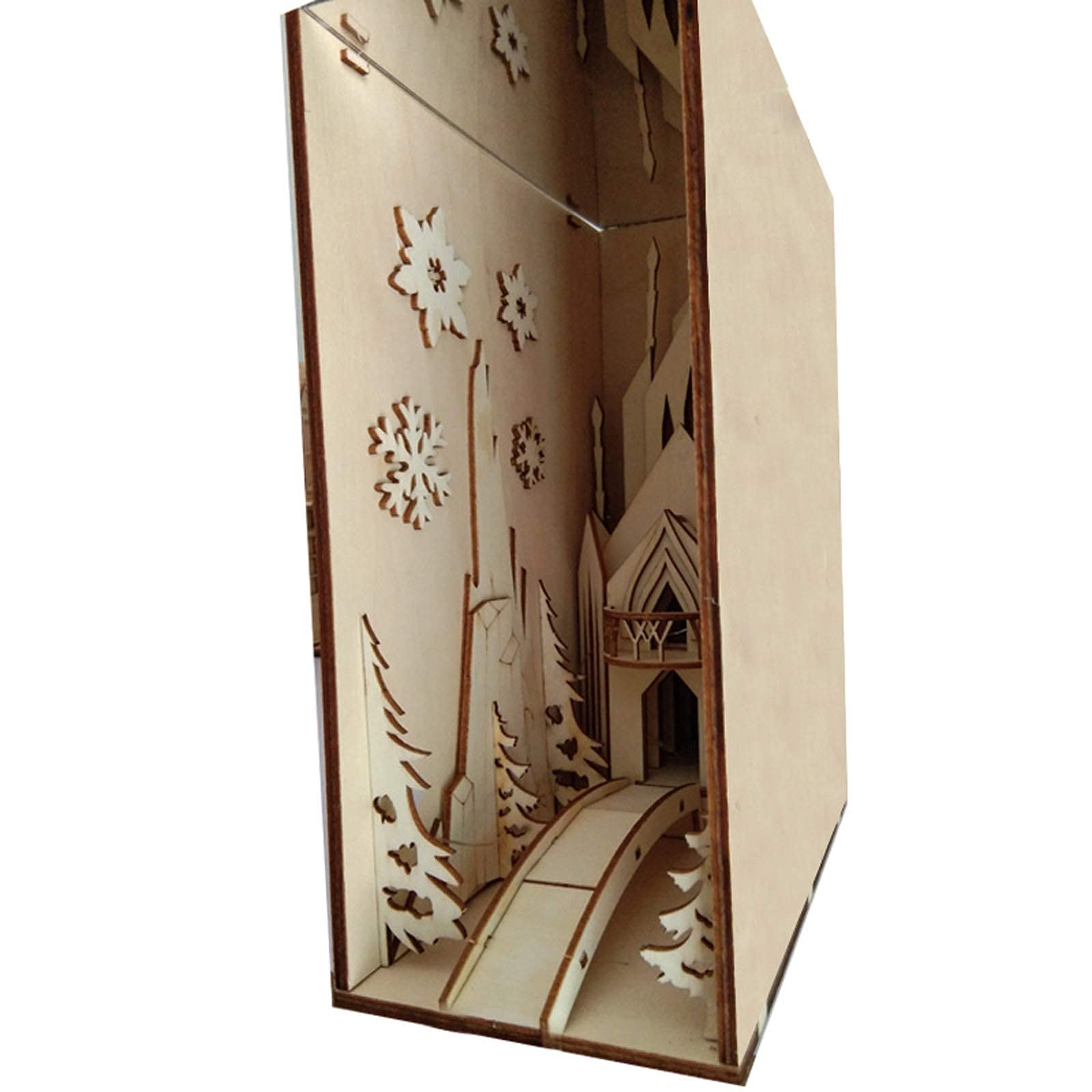 Handmade DIY Wooden Bookends - Snow Castle & Diagon Alley Design, Unique Bookshelf Decor for Harry Potter Fans | Perfect Birthday Gift for Book Lovers & Home Office Decor