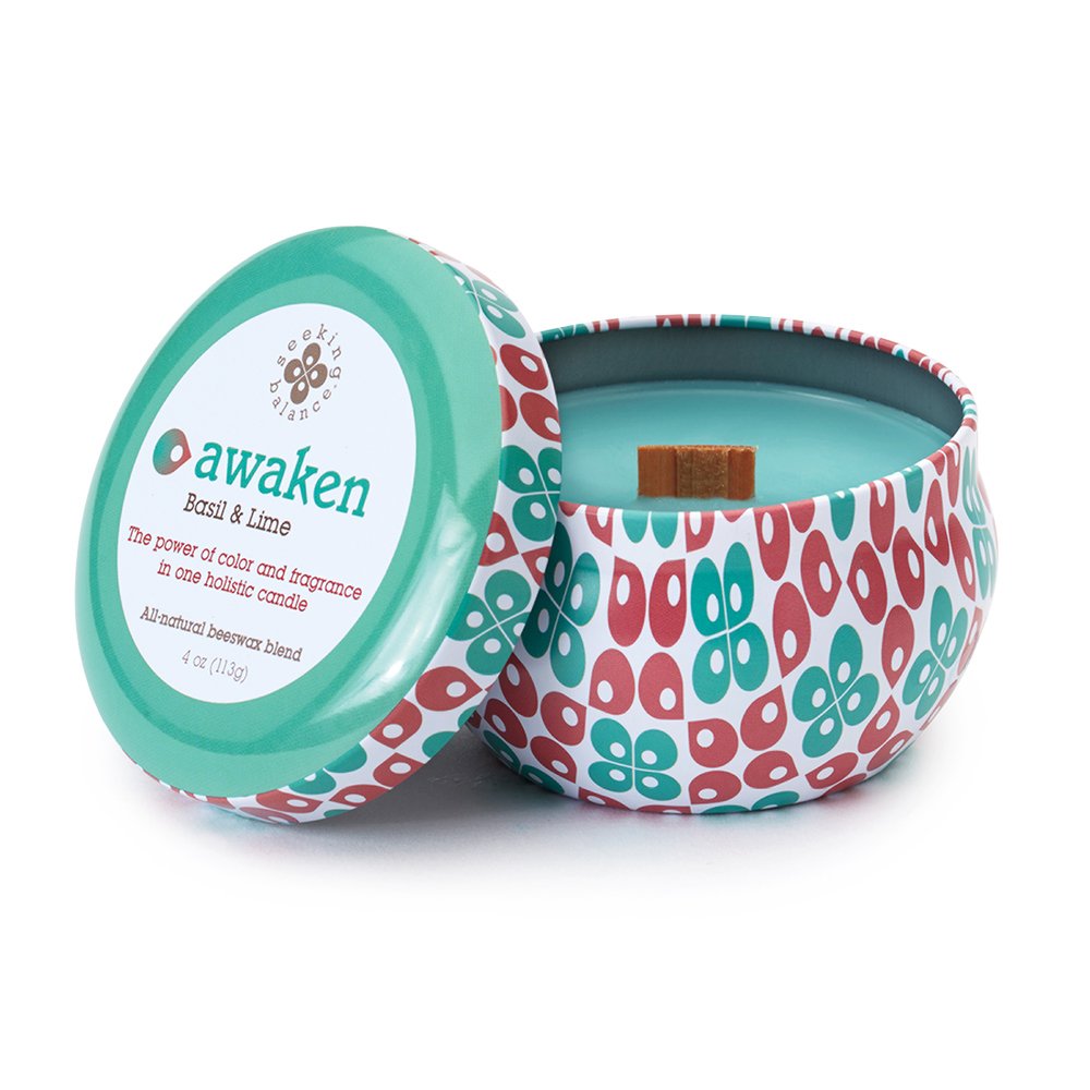 Root Candles 9946234 Seeking Balance Spa Traveler Candle - 4oz Basil & Lime Scented Candle for Relaxation, Meditation & Travel | Aromatherapy Gift for Home, Office & Spa