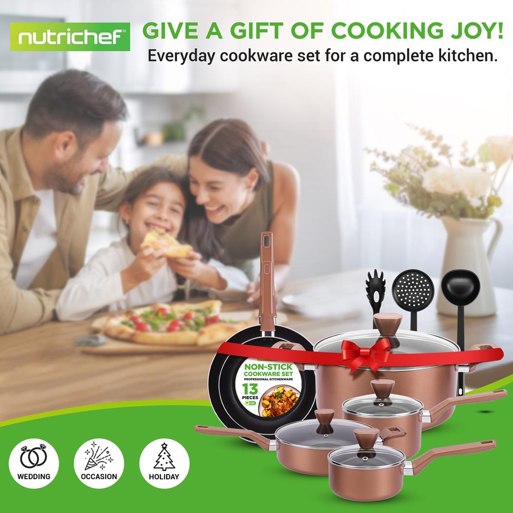 Premium 12-Piece Nonstick Cookware Set for Home Kitchen - Pots, Pans & Utensils - Perfect for Frying, Boiling & Baking - Ideal for Gas, Electric & Induction Stoves