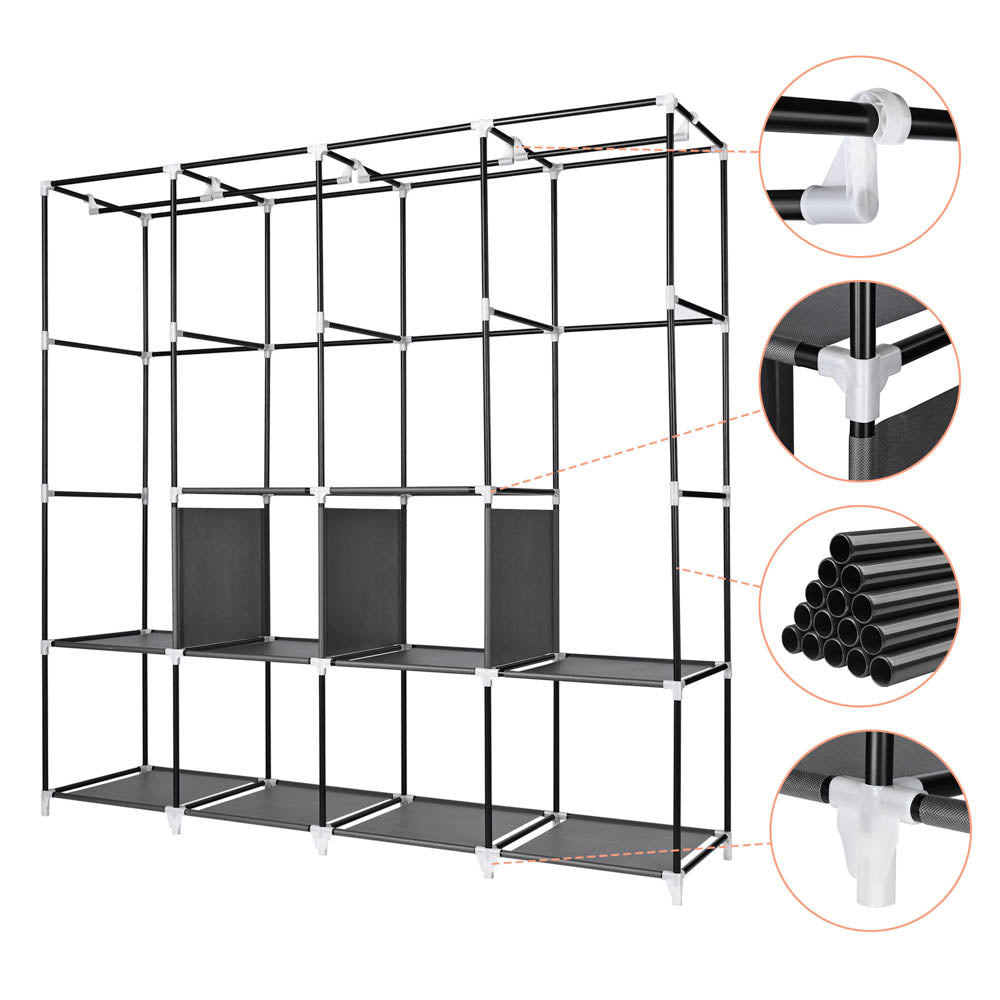 TheLAShop 70L x 19W x 70H Portable Closet Organizer Wardrobe - Foldable Storage Solution for Bedroom, Closet & Travel | Space-Saving Clothes Rack with Shelves