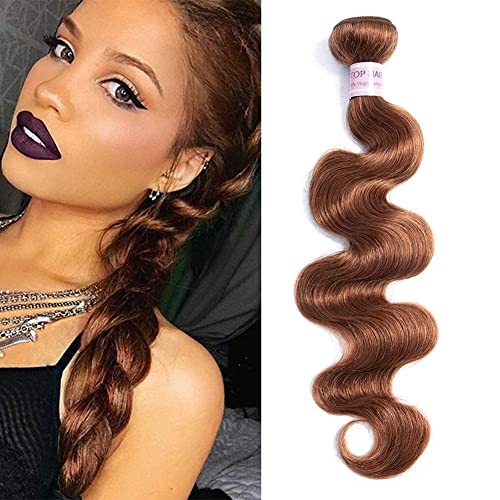 100% Virgin Peruvian Human Hair Extensions - Body Wave Bundles 10 Inch Light Auburn Brown (Color 30) | Unprocessed Weave Hair for Black Women | Perfect for Daily Styling, Special Occasions & Protective Hairstyles