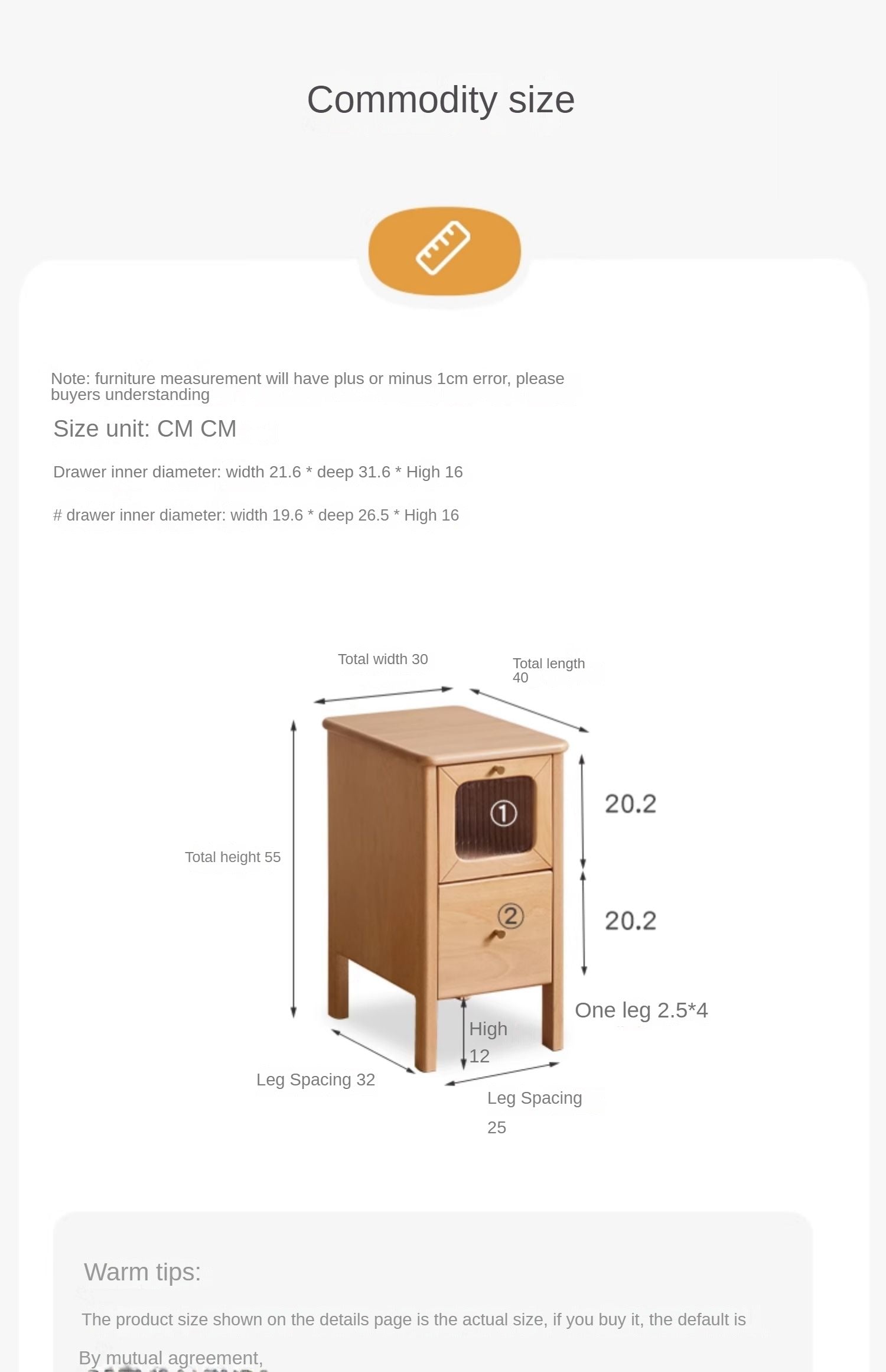 Solid Beech Wood Ultra Narrow Nightstand - Compact Bedside Table for Small Spaces, Perfect for Apartments, Dorms & Cozy Bedrooms