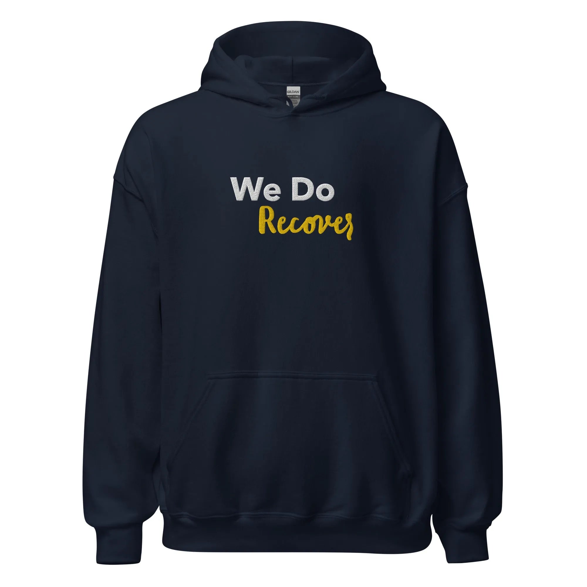We Do Recover! Embroidered Unisex Hoodie - Comfortable Pullover Sweatshirt for Men & Women - Perfect for Casual Wear, Gym, and Outdoor Activities