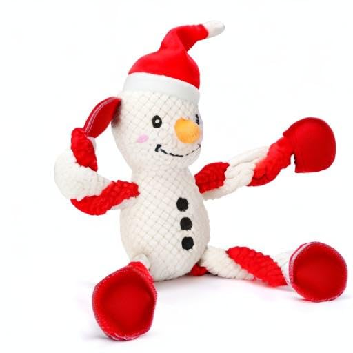 Senneny Squeaky Dog Christmas Toys - Snowman Plush Chew Toys for Small, Medium & Large Dogs | Interactive Durable Puppy Toys with Squeaker | Perfect for Holiday Playtime & Training Gifts