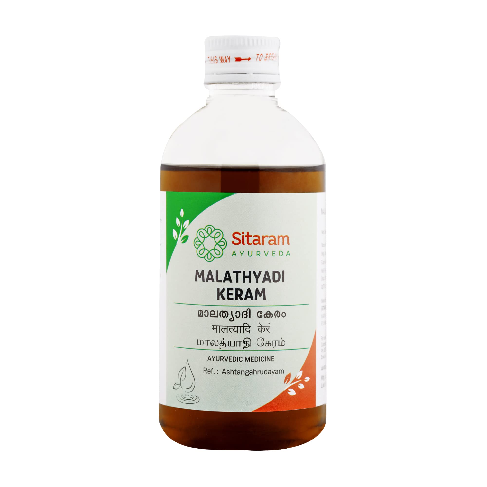 Sitaram Ayurveda Malathyadi Keratailam - 100% Natural Hair Oil for Growth, Dandruff & Scalp Care (200ml) | Ayurvedic Treatment for Dry, Damaged Hair - Perfect for Daily Hair Massage & Nourishment