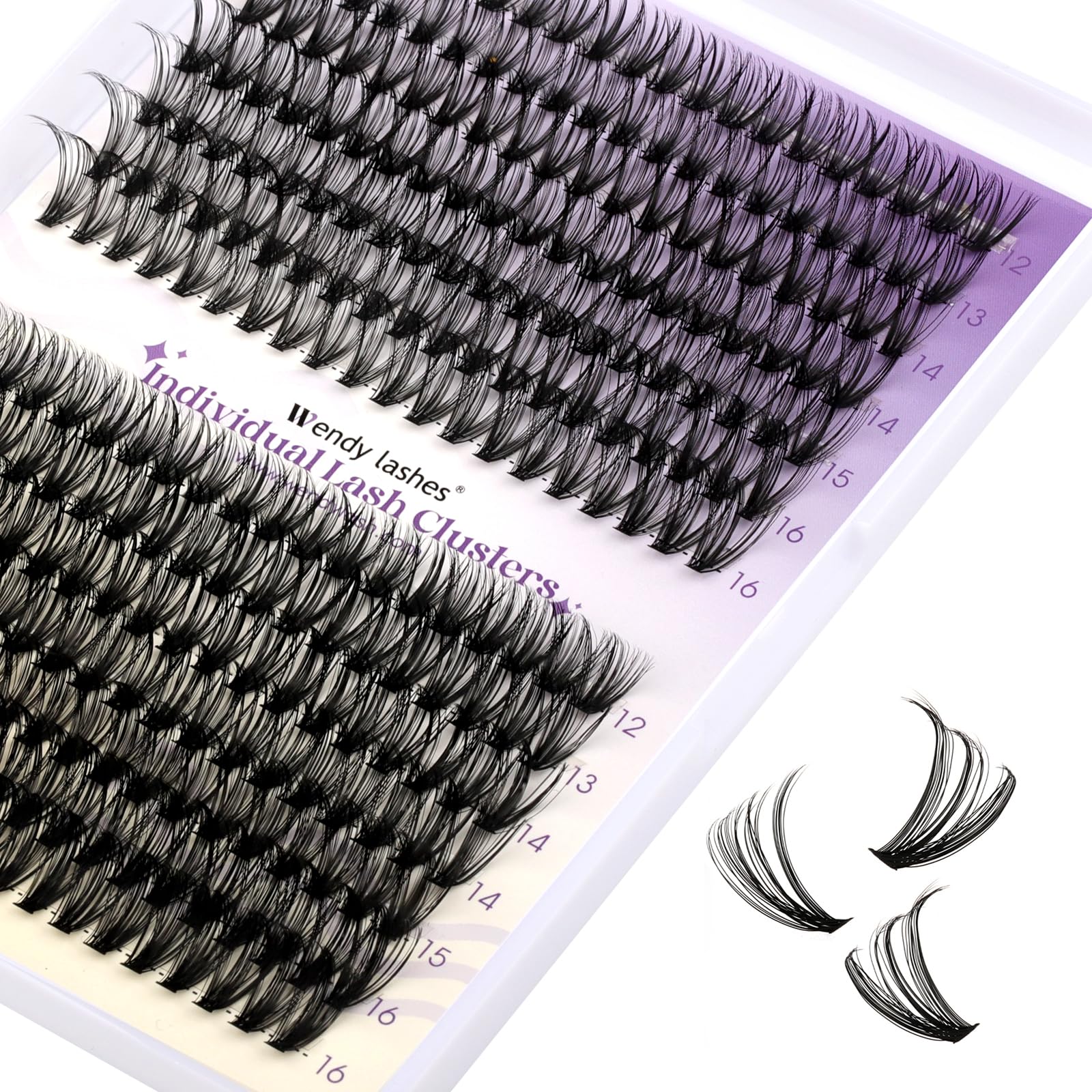 DIY Lash Clusters for Home Use - Wendy Lashes for Eyelash Extensions | Ultra-Light, Natural, Fluffy & Waterproof | Anime, Manga, Cat Eye, C Curl (12-16mm) | 30D+40D RR126 | Perfect for Parties, Weddings & Daily Makeup