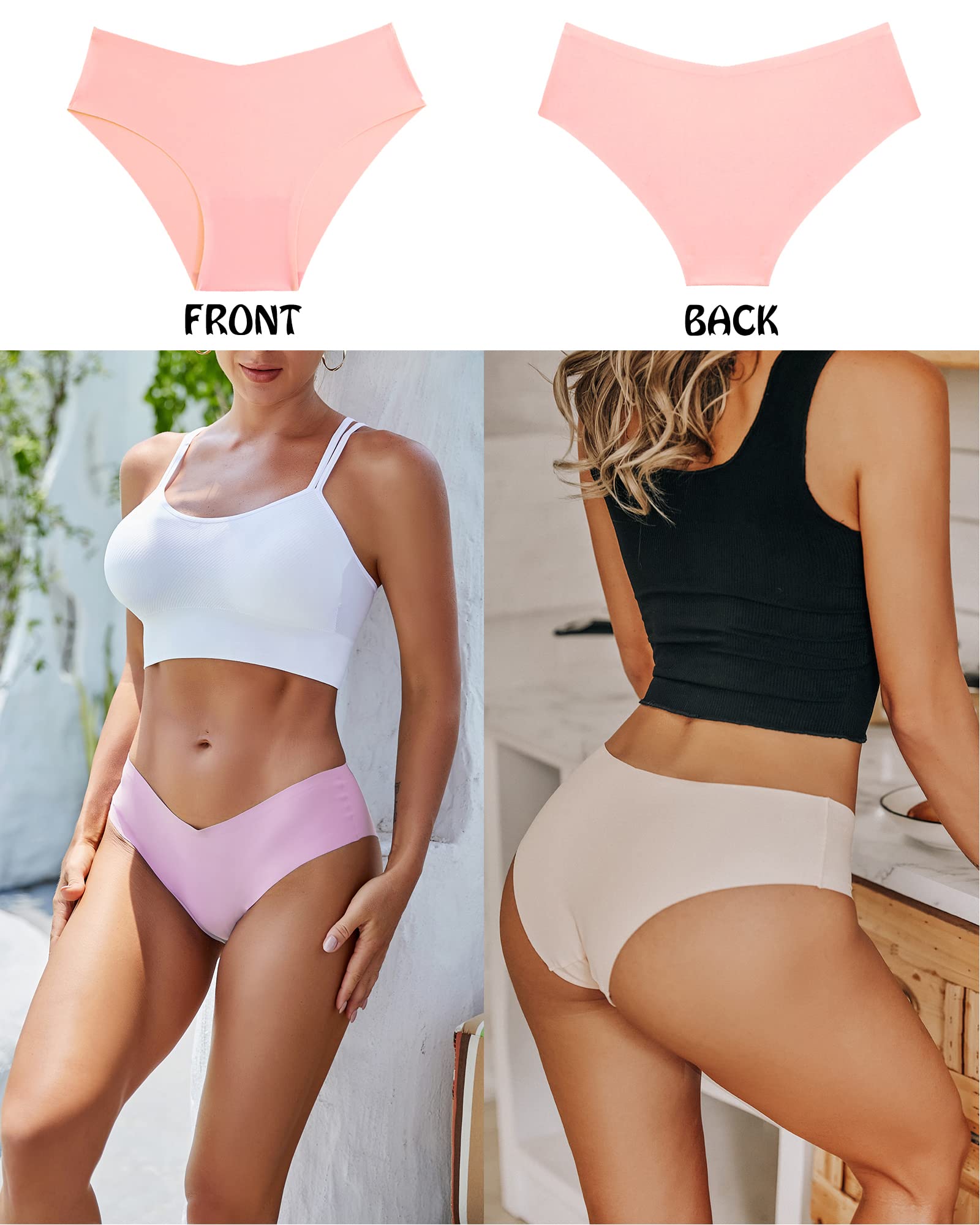 ROSYCORAL Women's Seamless Bikini Panties - Soft Stretch No Show Underwear 9-Pack (XS-L) | Invisible Comfort for Everyday Wear, Yoga & Travel