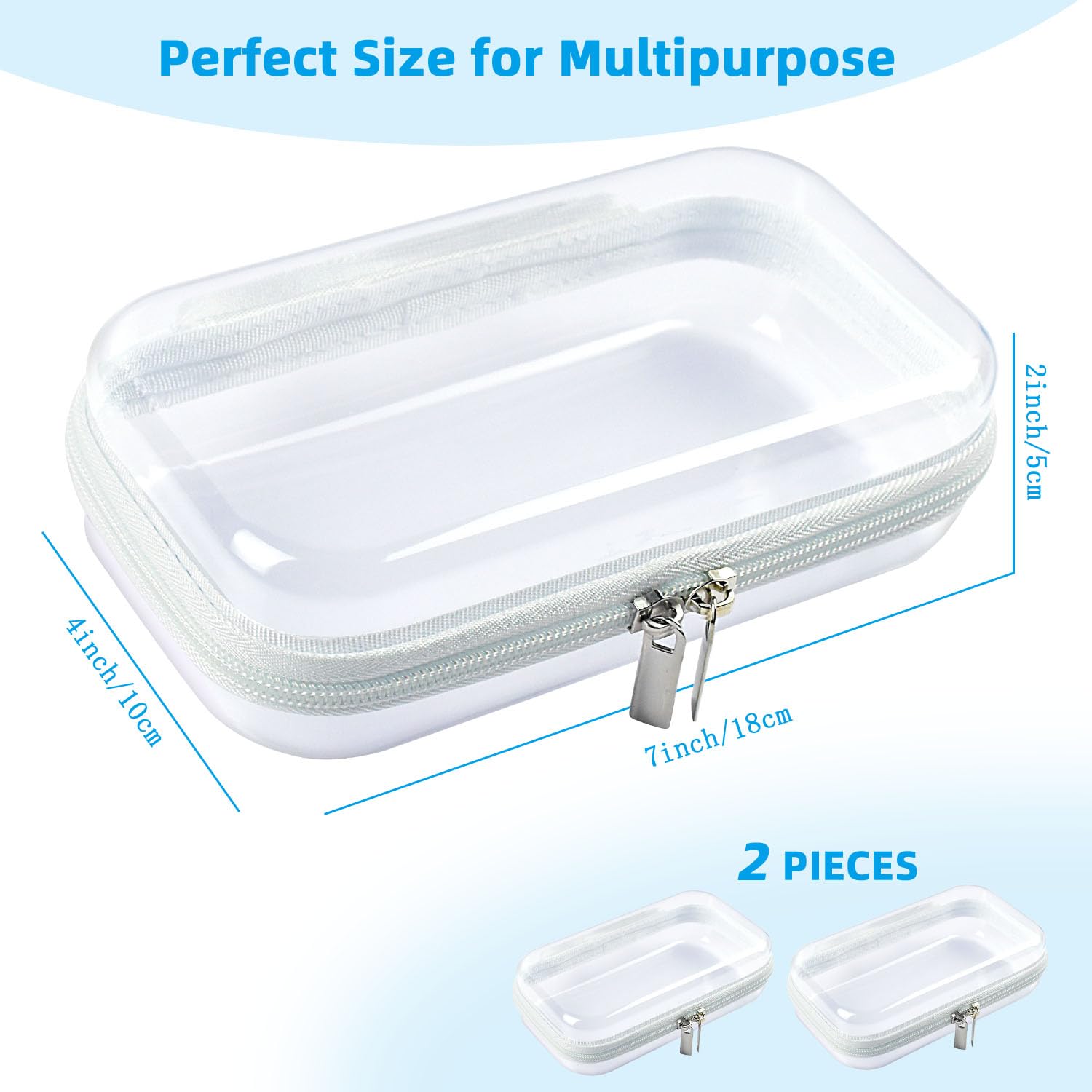 SameTech Clear Stackable Storage Bins with Zipper - 2 Pack Hard Shell Organizer Cases for Home, Travel & Toiletries | Perfect for Closet Organization, Makeup Storage & Travel Essentials
