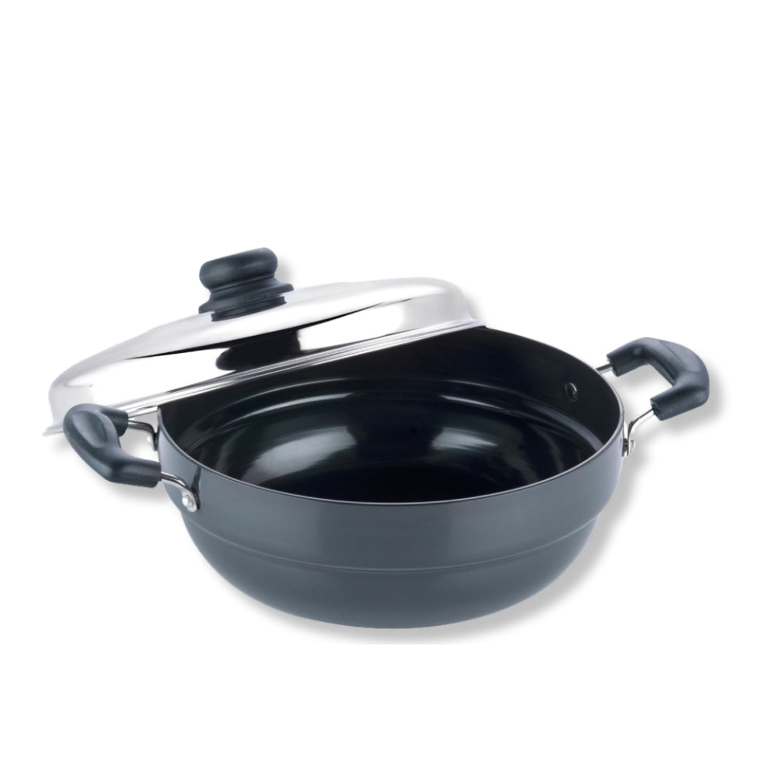 Vinod Premium Hard Anodized 26cm Multi-Purpose Kadhai - Perfect for Idli, Dhokla, Steaming & Indian Cooking | Non-Stick Aluminum Cookware for Home Kitchen Use
