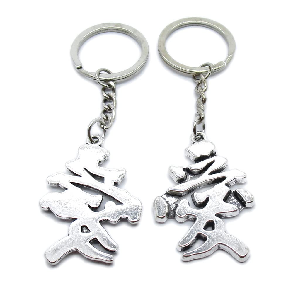 100 Pcs Keychain Keyrings - Bulk Key Chain Charms with Chinese 
