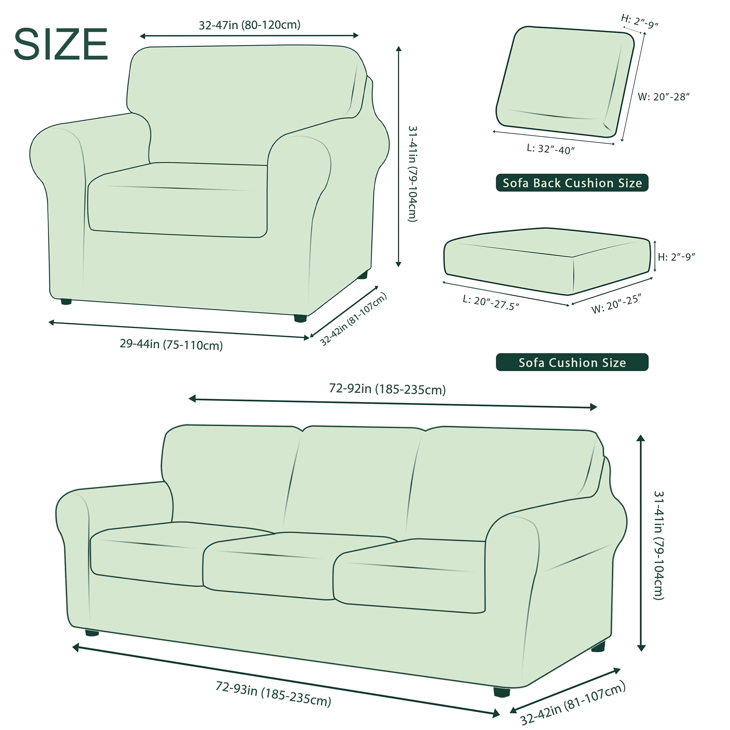 CHUN YI 2-Piece Armchair Sofa Slipcover Set - Stretchable Jacquard Fabric Couch Cover with Detachable Backrest & Cushion Covers (Denim Blue Checkered Pattern) - Perfect for Living Room, Office, and Home Decor