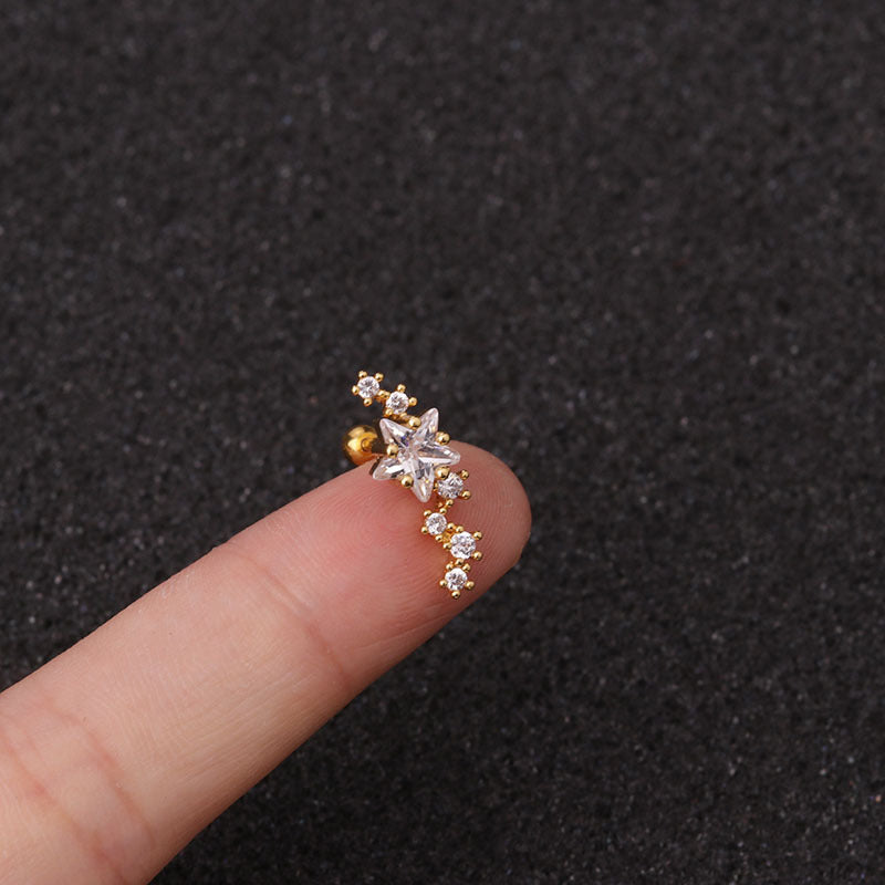 20G Cartilage Long Star Stud Earrings - Hypoallergenic Stainless Steel Body Jewelry for Women | Perfect for Piercing, Daily Wear & Special Occasions