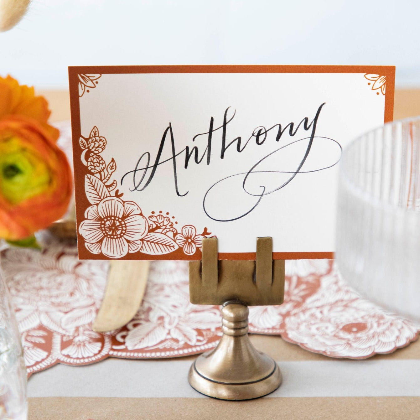 Elegant Brass Place Card Holders - Wedding, Dinner Party & Event Table Name Card Holders - Premium Metal Place Setting Markers for Formal Occasions