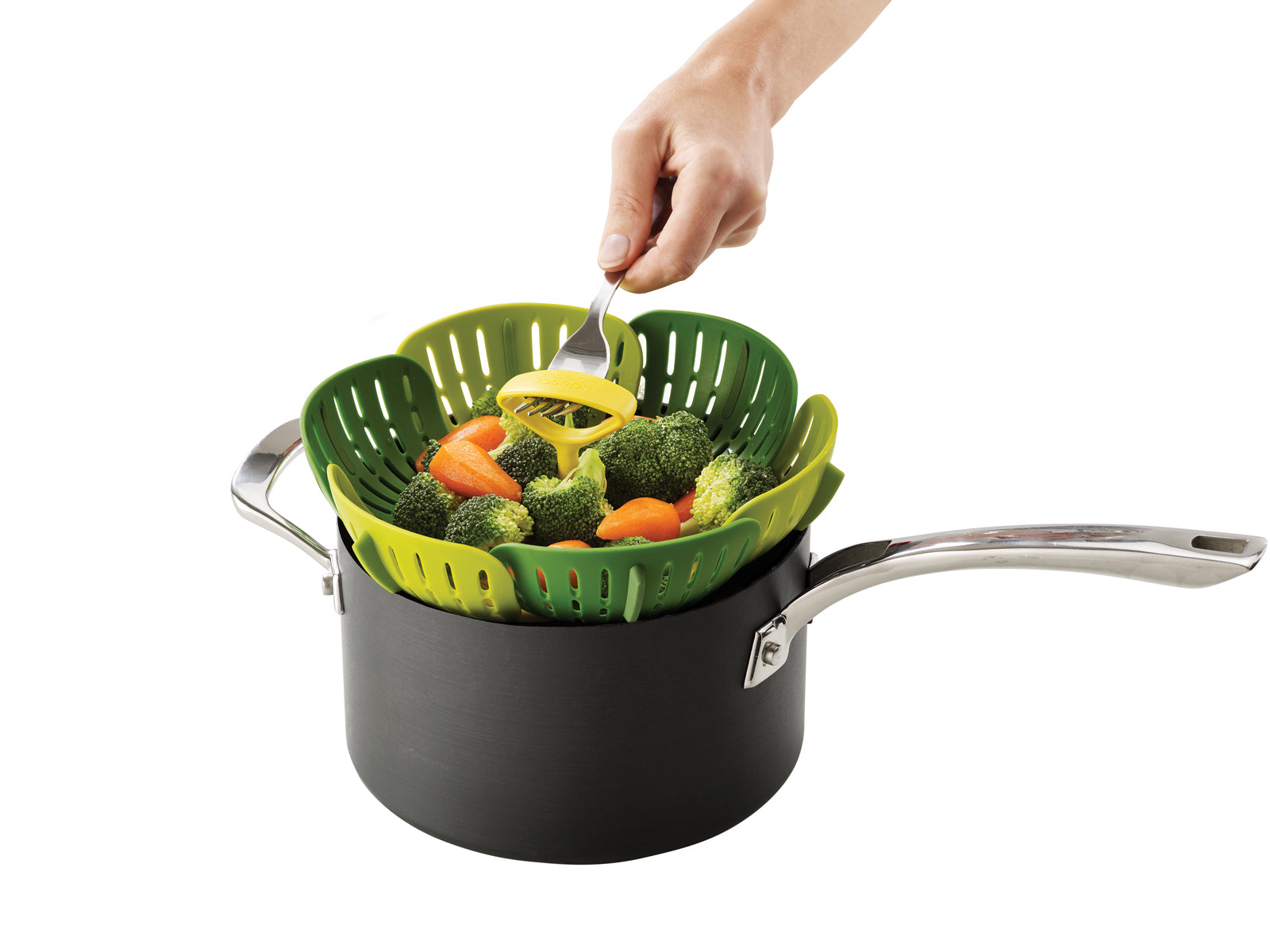 Bloom Folding Steamer Basket for Vegetables & Dumplings - Stainless Steel Collapsible Food Steamer for Healthy Cooking - Perfect for Stovetop, Instant Pot & Microwave Use